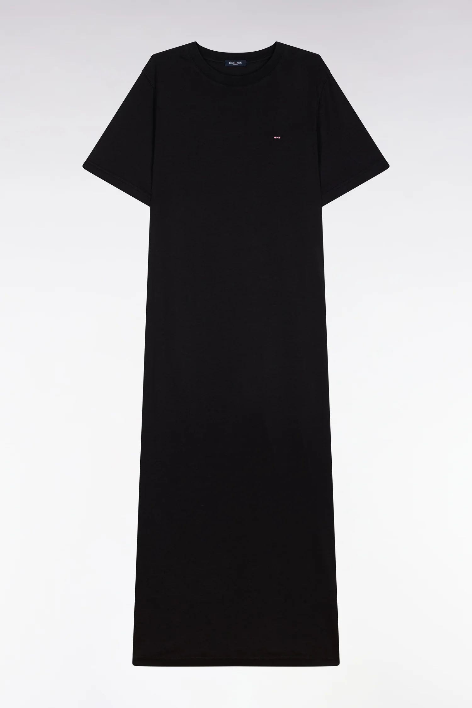 Robe T-shirt en lyocell et coton noir coupe droite - Image 2