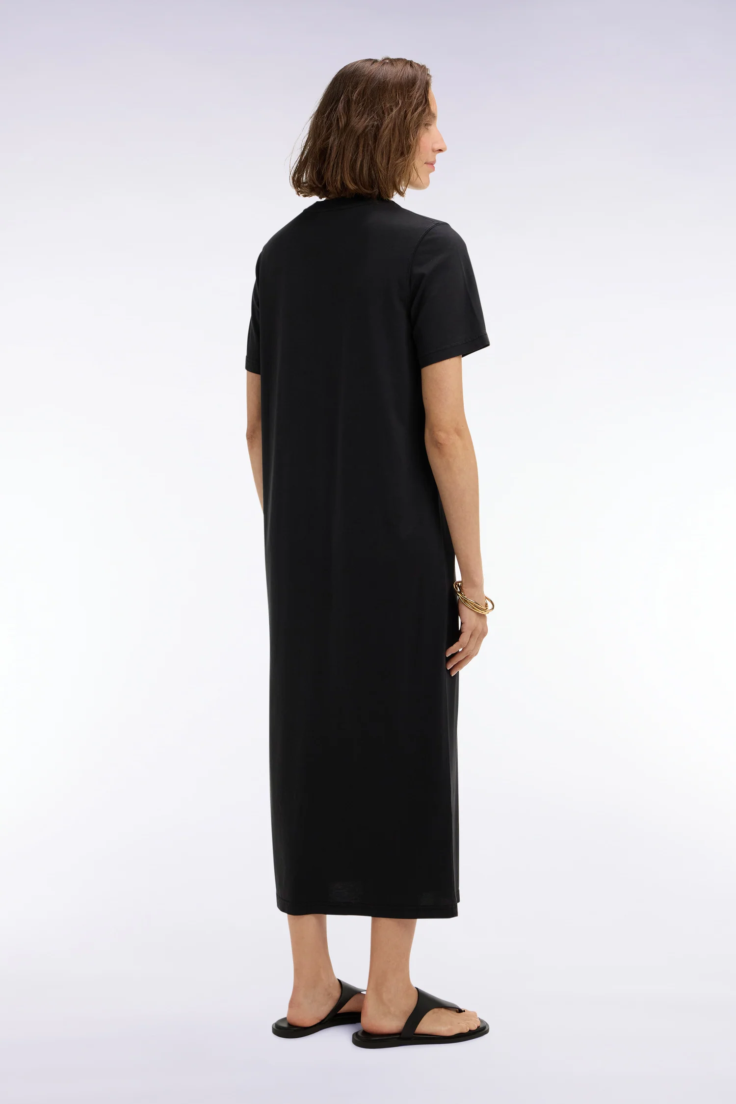 Robe T-shirt en lyocell et coton noir coupe droite - Image 5