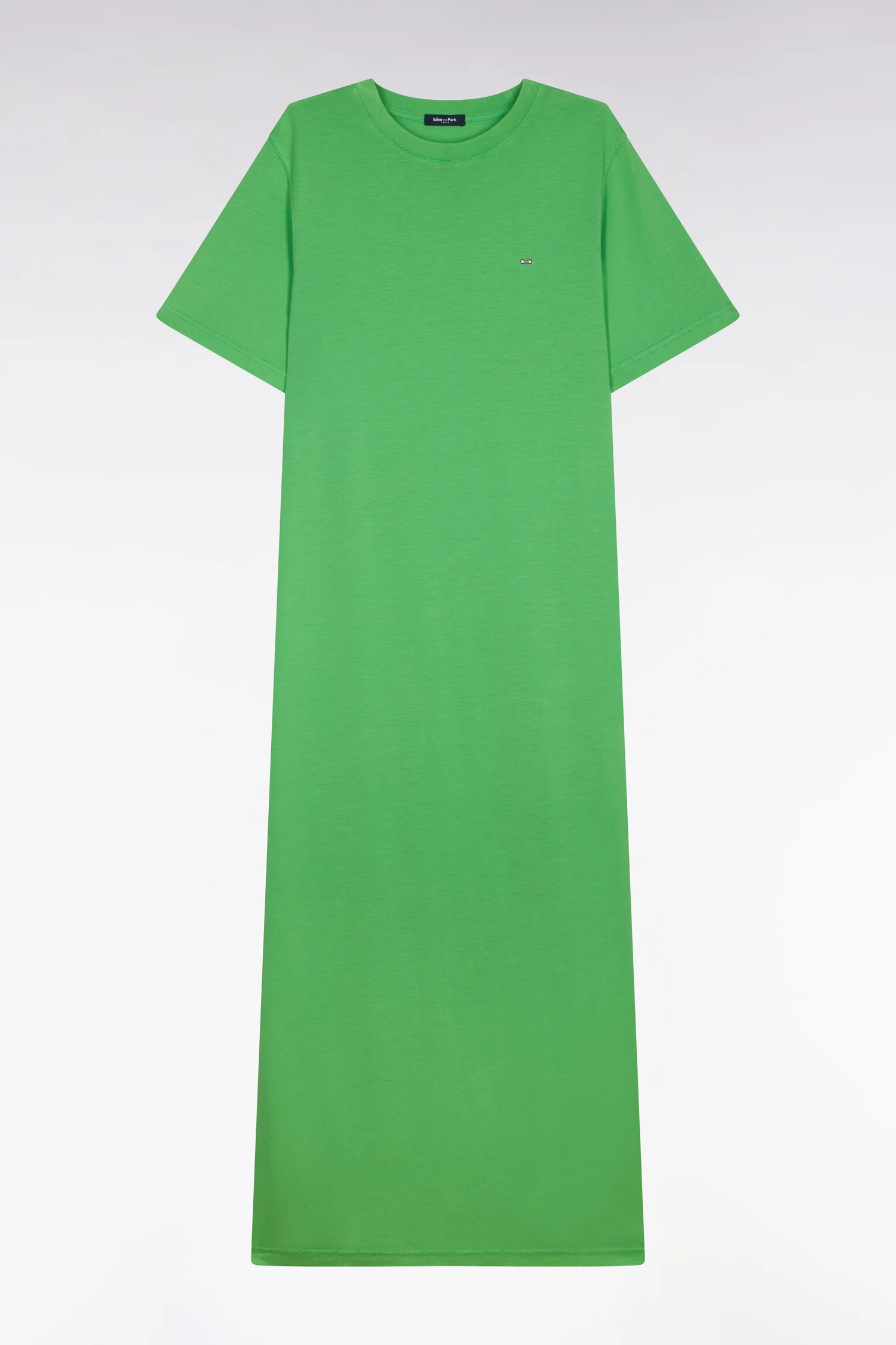 Robe T-shirt en lyocell et coton vert coupe droite - Image 2