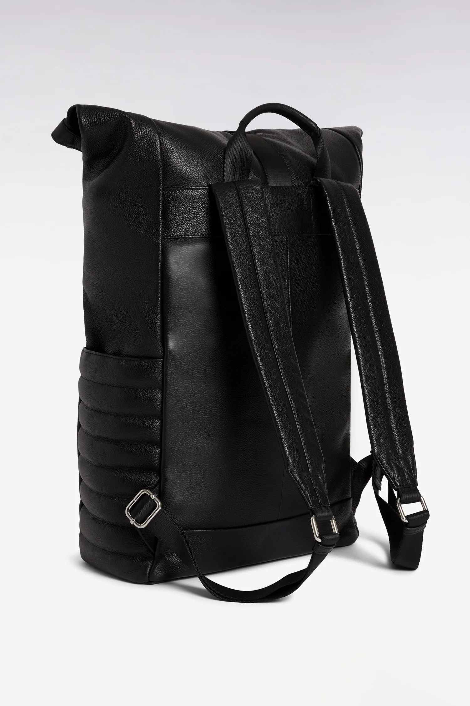 Sac à dos carré en cuir grainé noir - Image 2