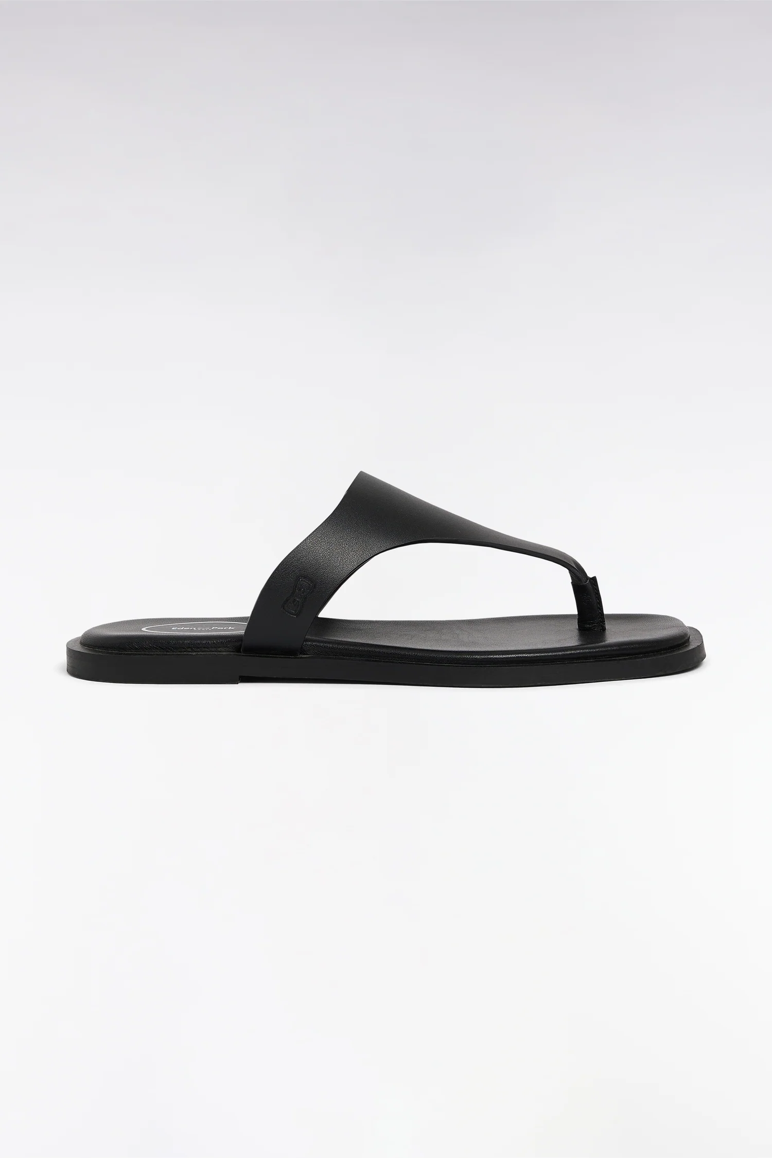 Sandales tongs en cuir de vachette noir