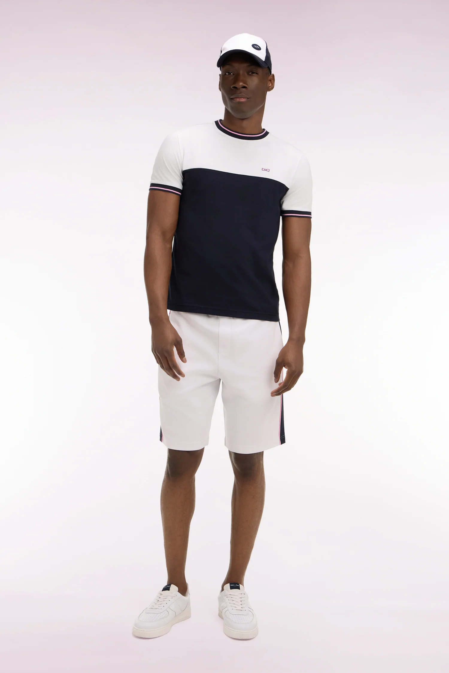 Short en interlock à découpes blanc et marine - Image 3