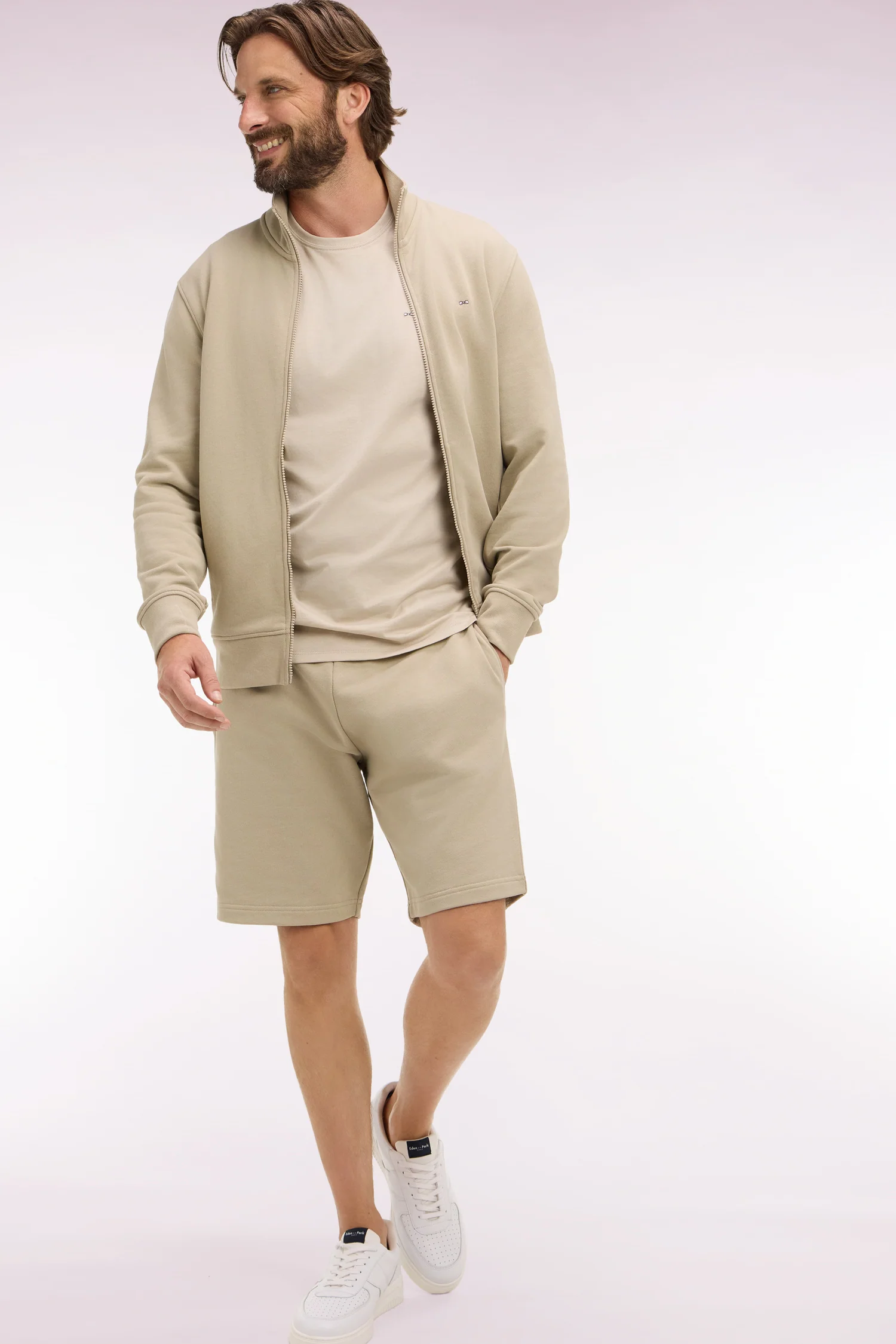 Short en molleton coton beige