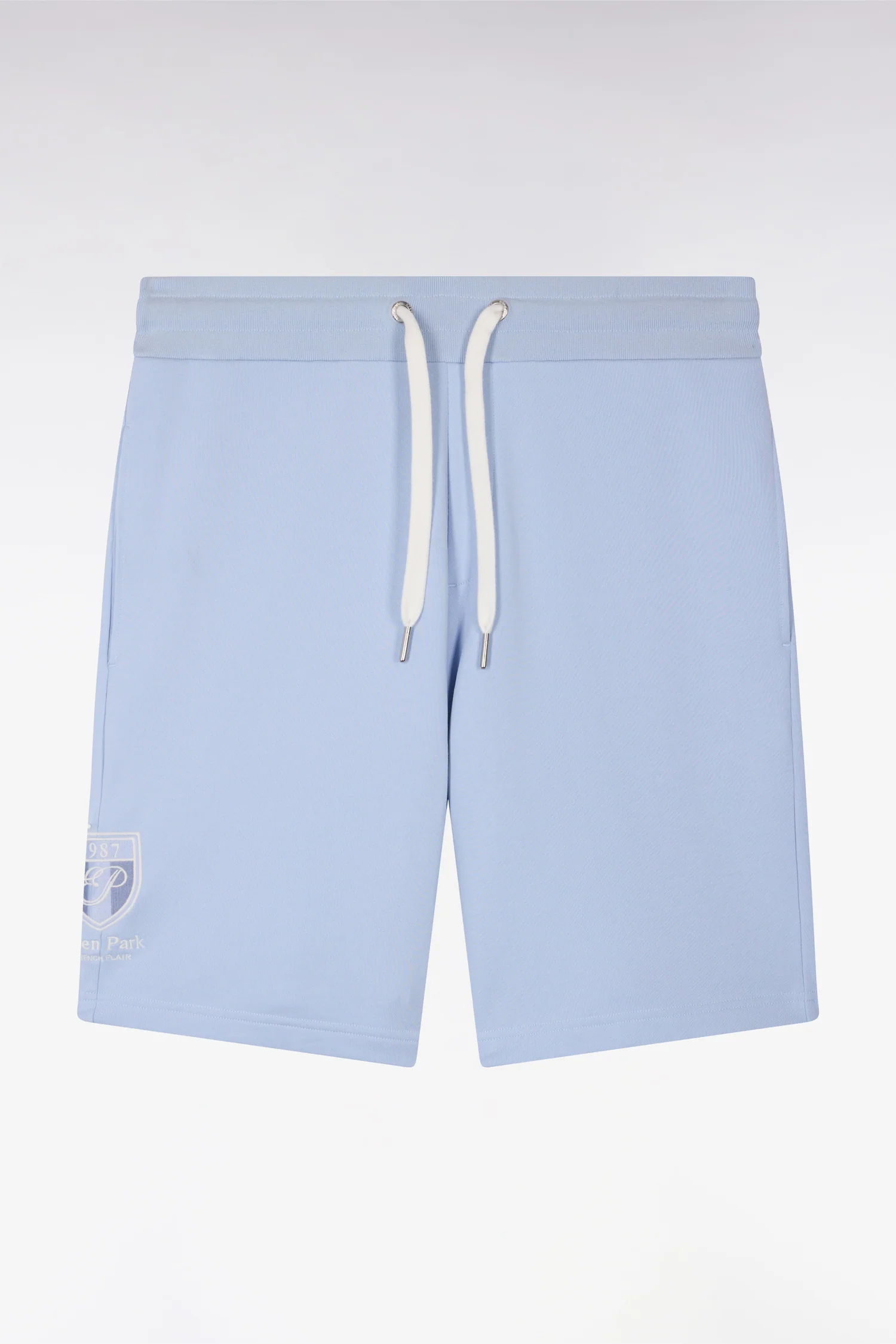 Short en molleton coton ciel à broderie blason - Image 2