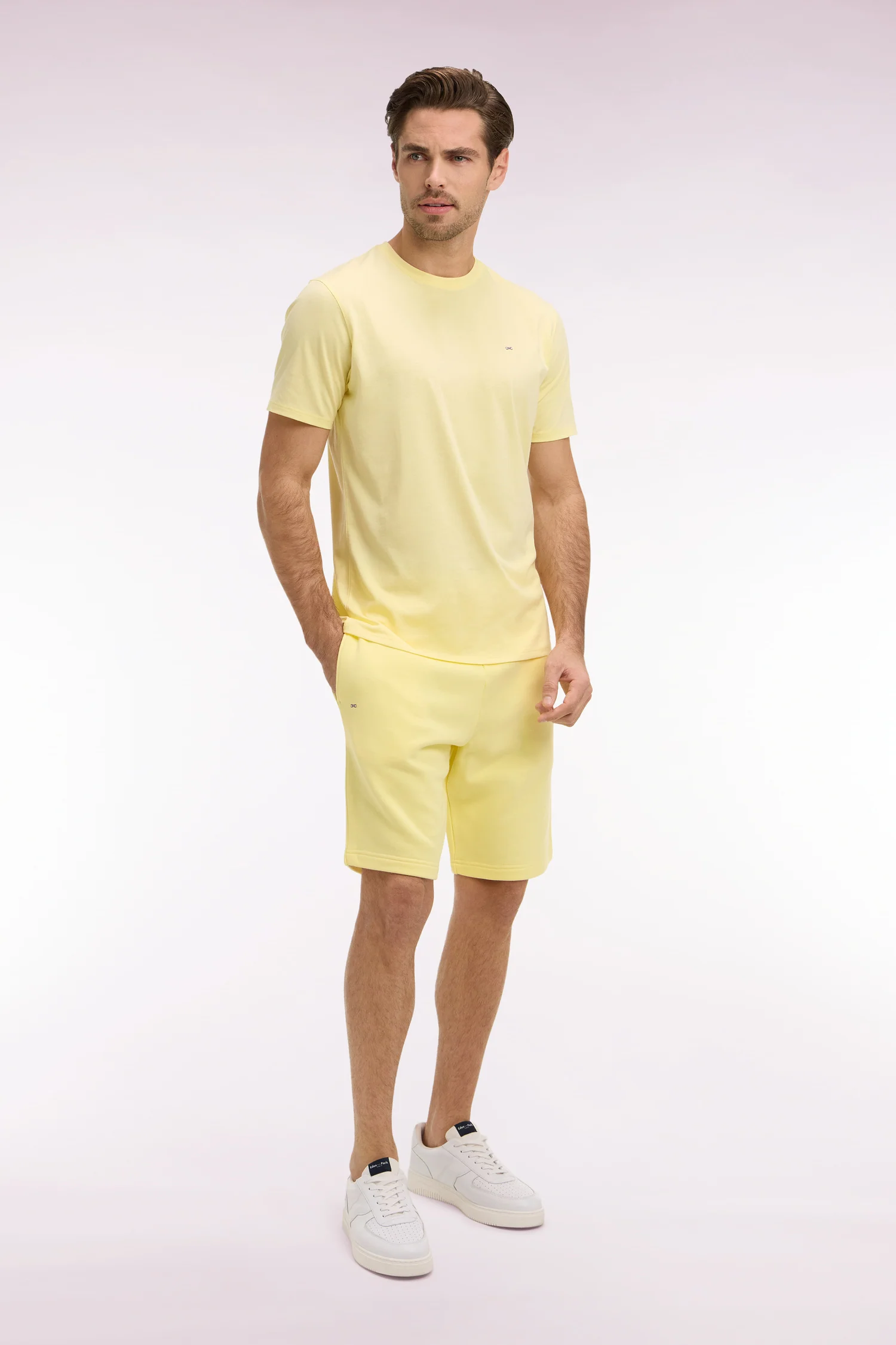 Short en molleton coton jaune clair - Image 3