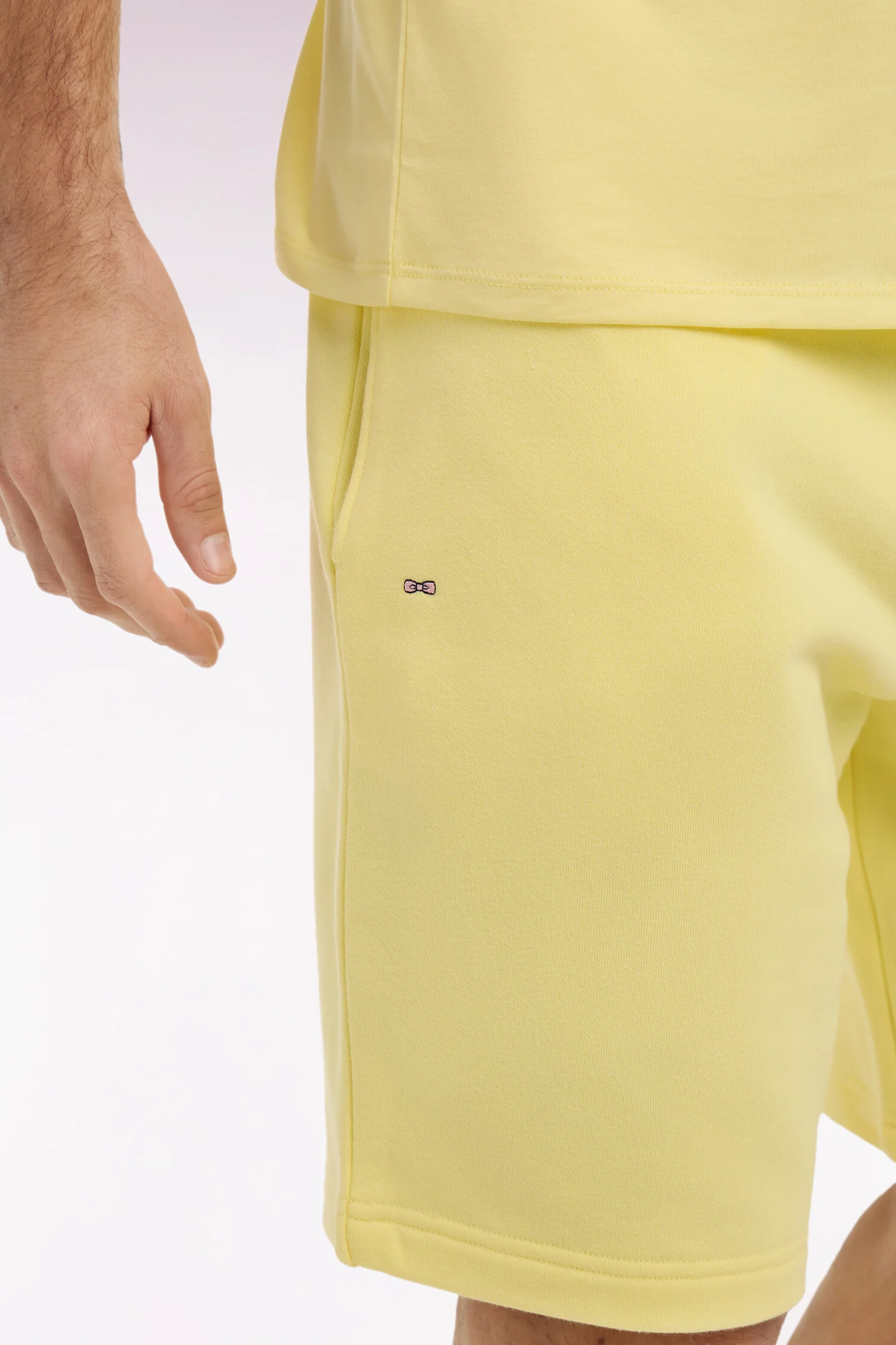 Short en molleton coton jaune clair - Image 4