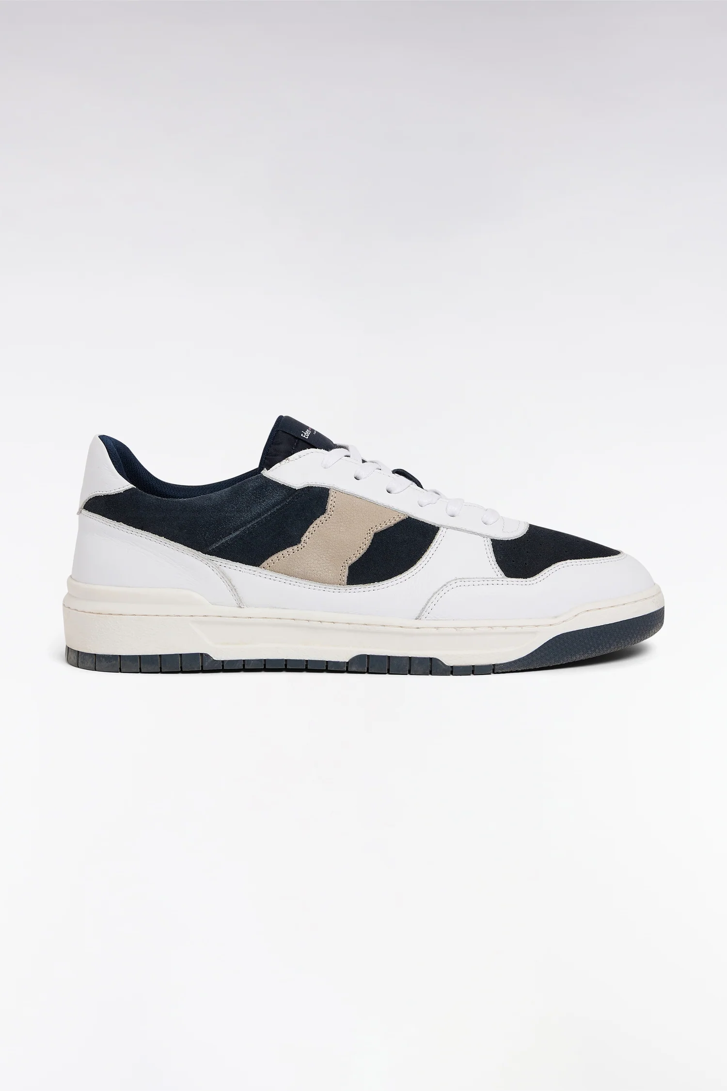 Sneakers tricolores en cuir marine