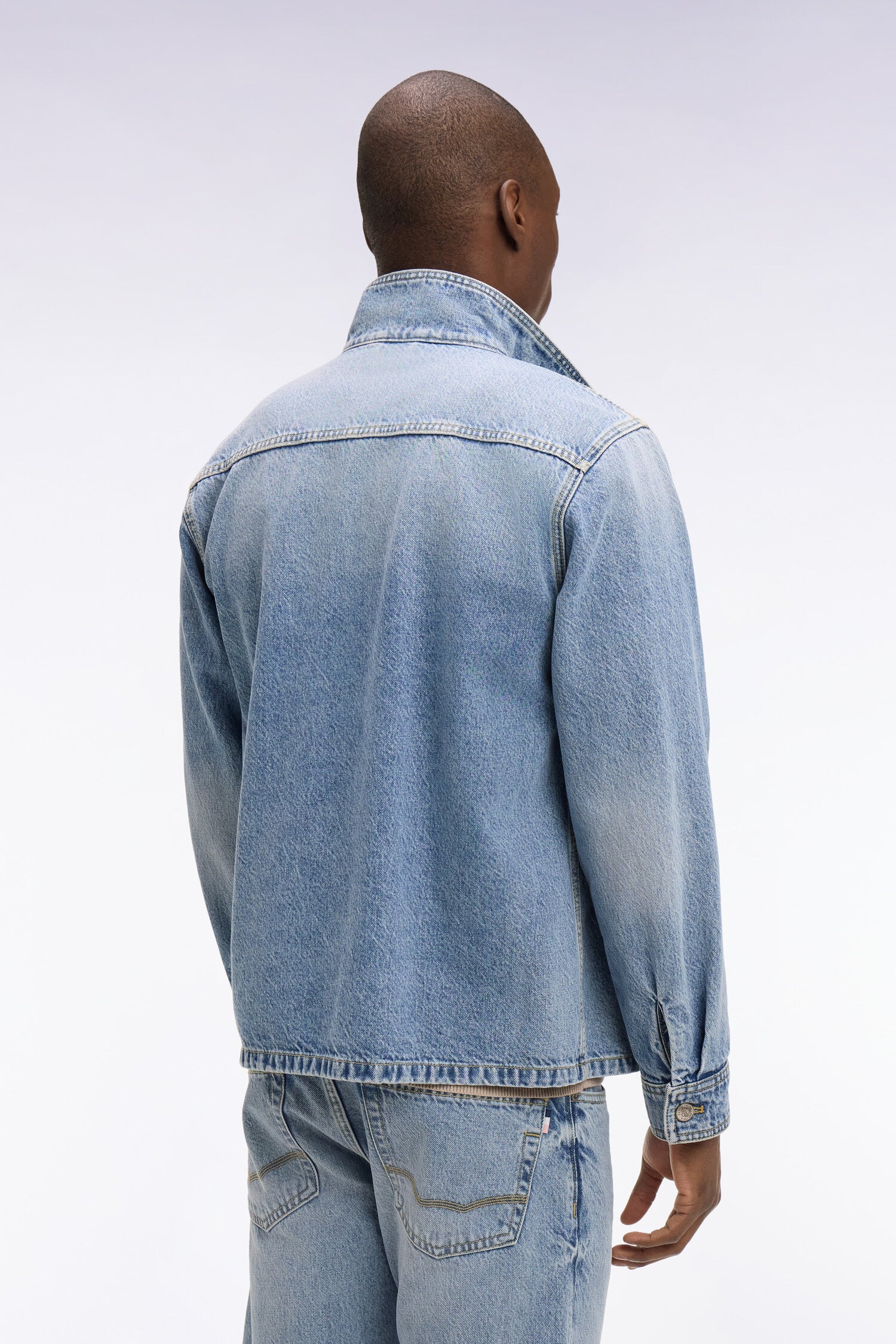 Veste worker en denim bleu délavé - Image 5