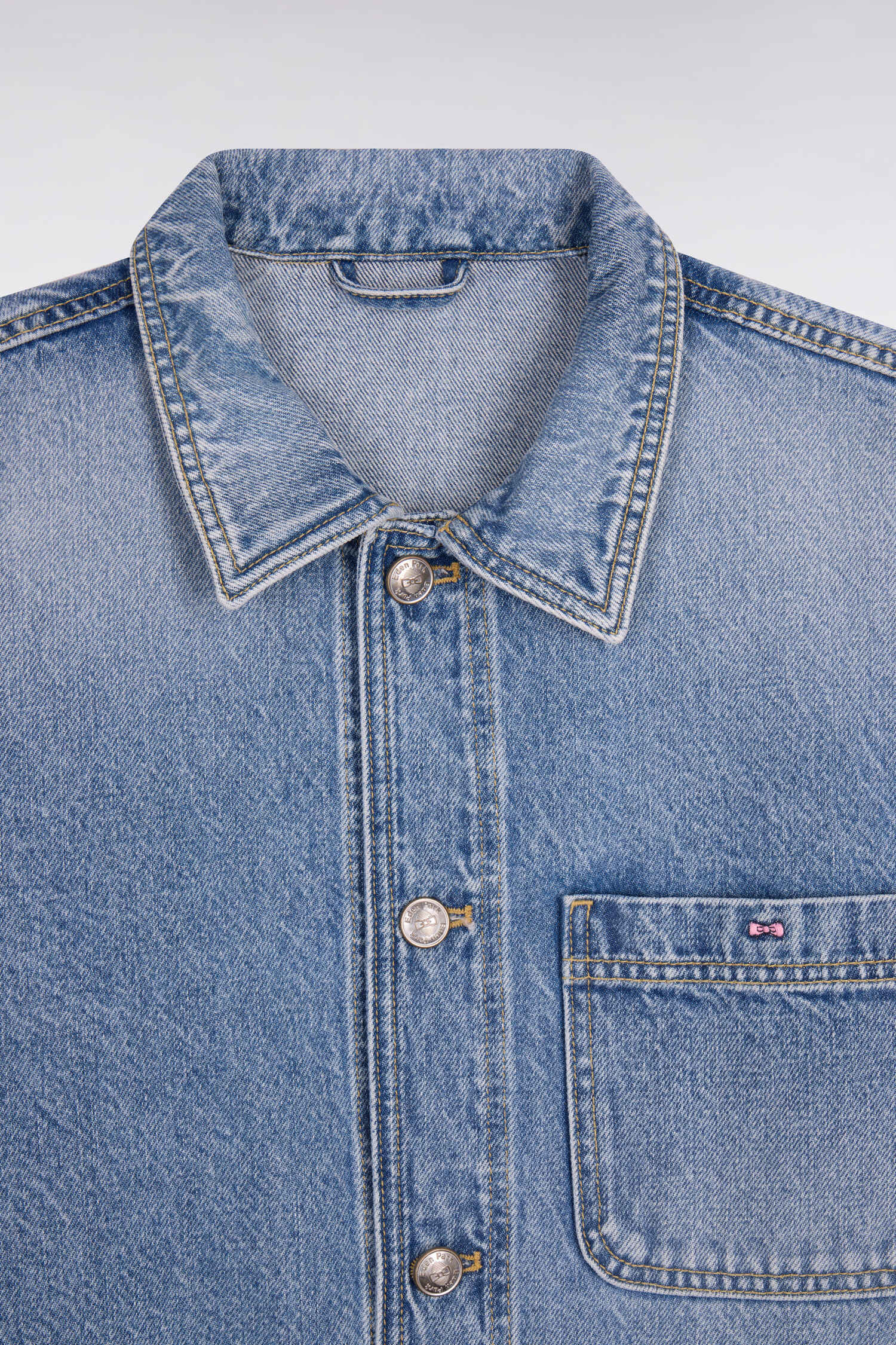 Veste worker en denim bleu délavé - Image 6