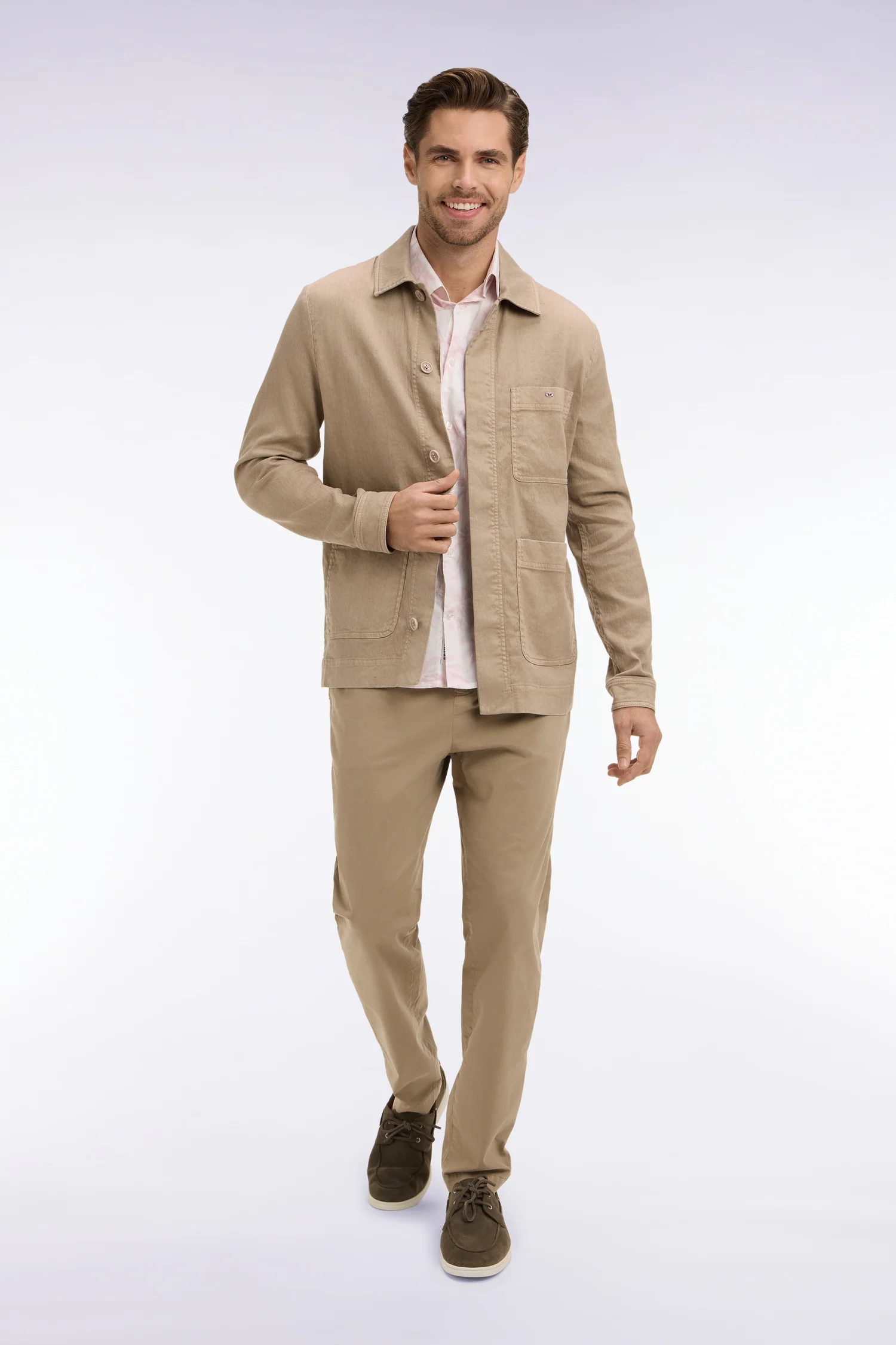 Surchemise en lin et coton beige
