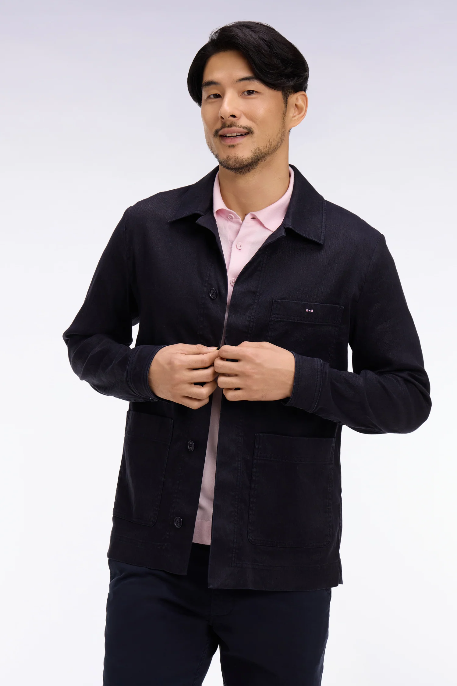 Surchemise en lin et coton marine