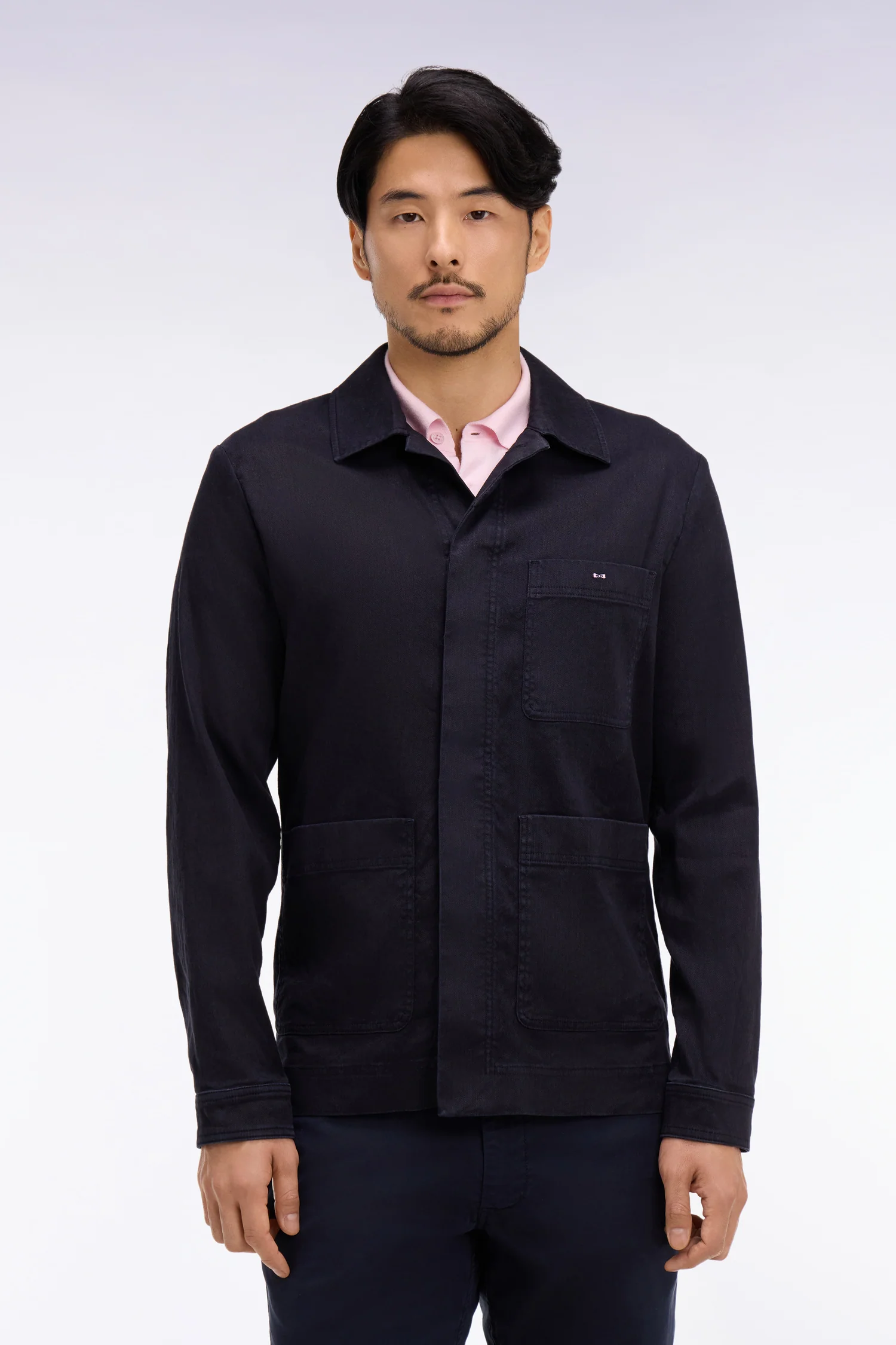 Surchemise en lin et coton marine - Image 3