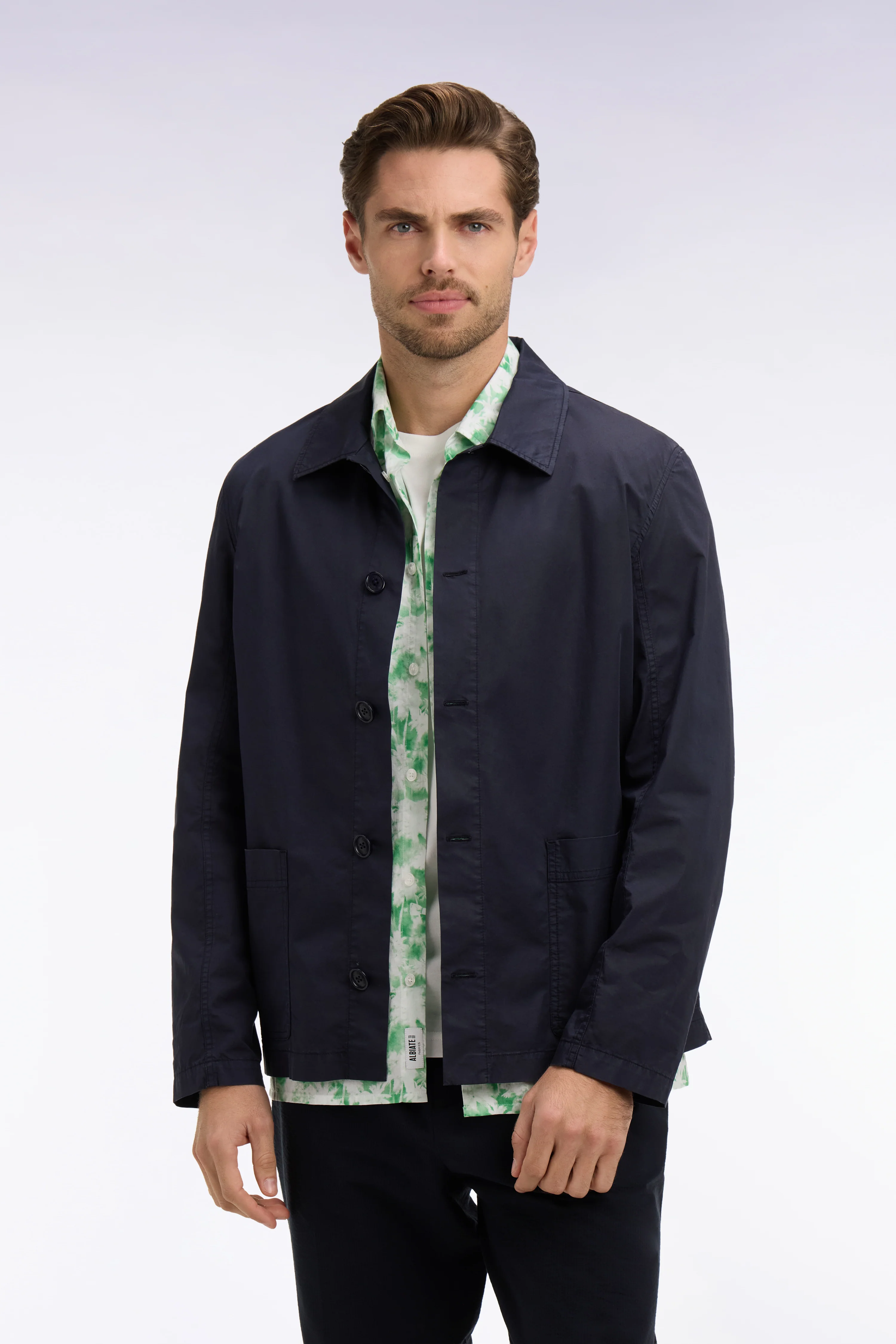 Surchemise en lyocell et coton stretch marine - Image 3