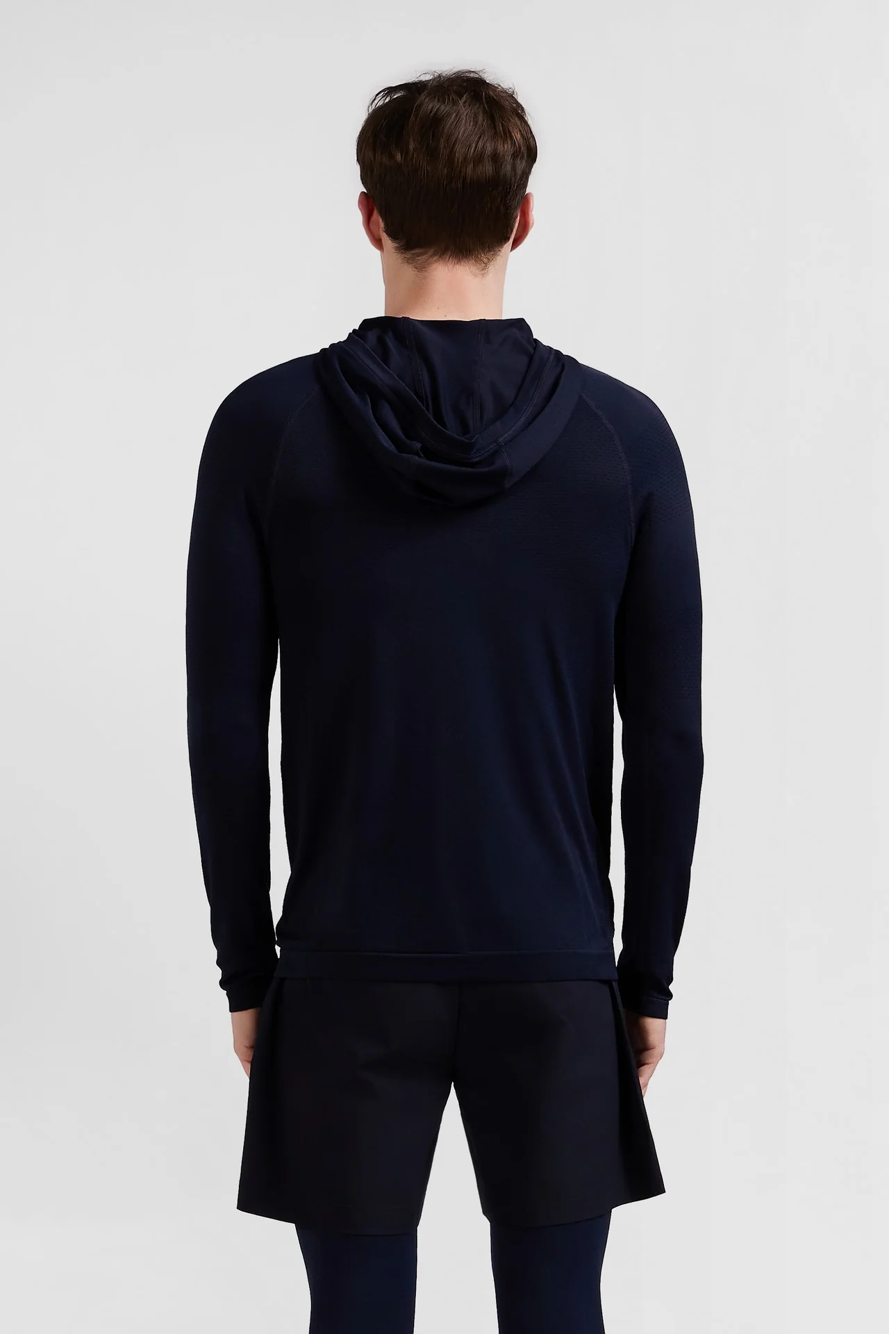 Sweatshirt à capuche à manches cerclées bleu marine - Image 4