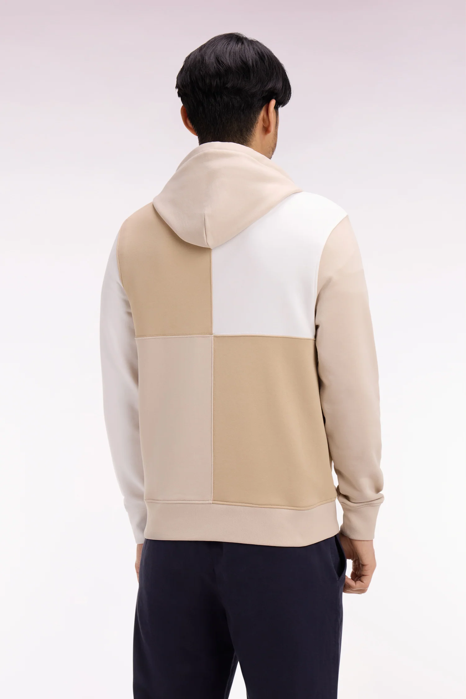 Sweatshirt à capuche en molleton beige colorblock cadrans coupe regular - Image 5