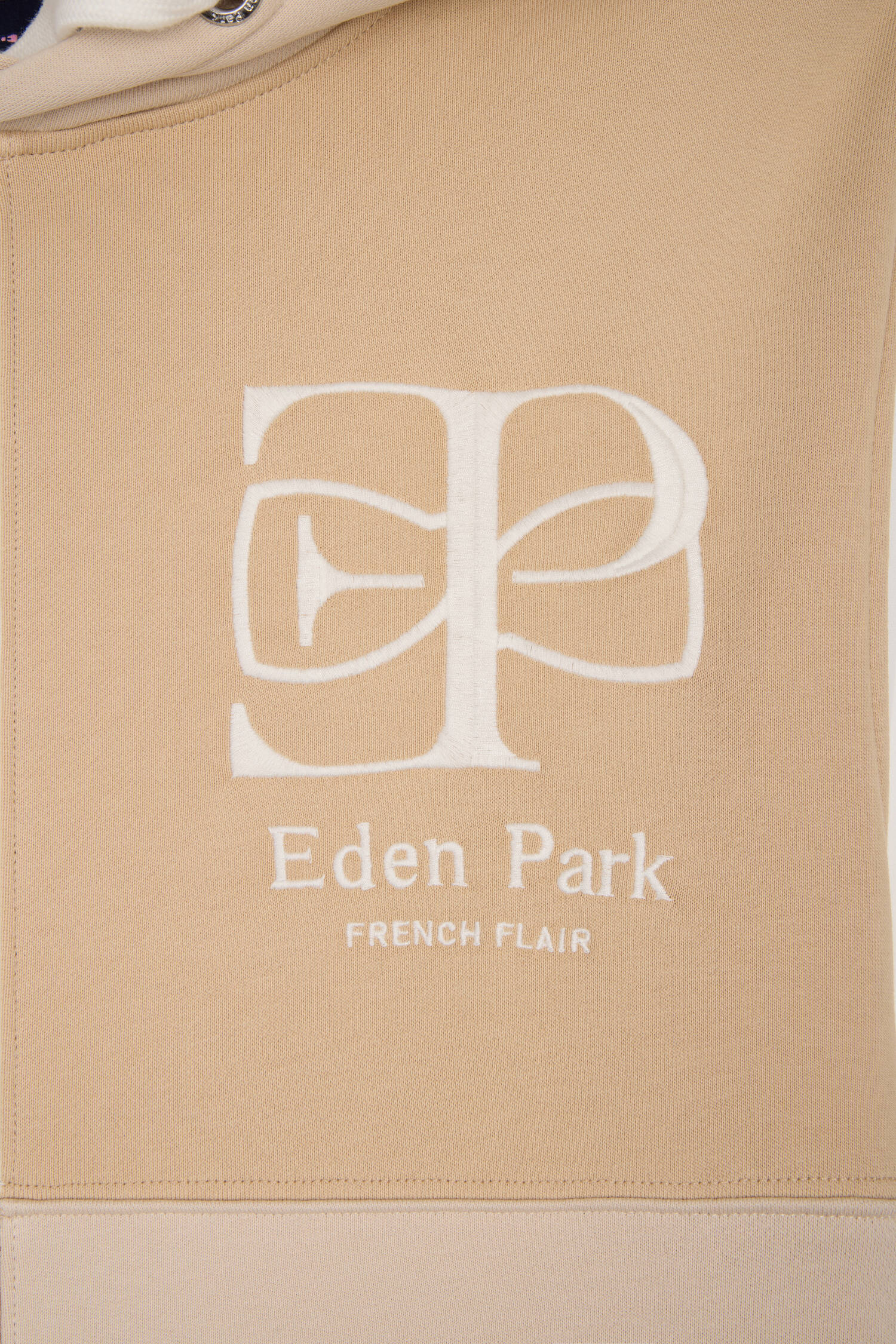 Sweatshirt à capuche en molleton beige colorblock cadrans coupe regular - Image 6