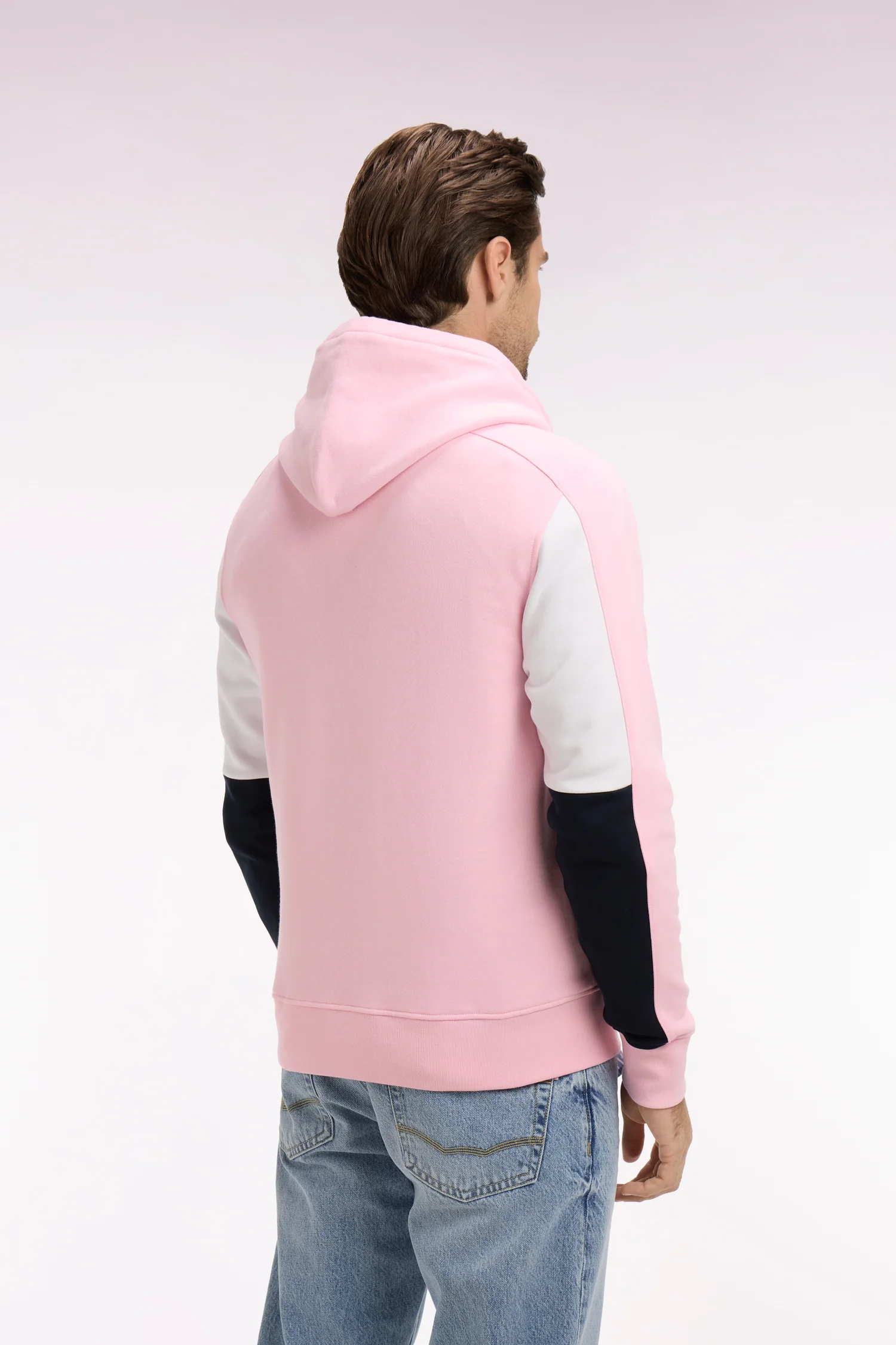 Sweatshirt à capuche en molleton coton rose brodé - Image 5