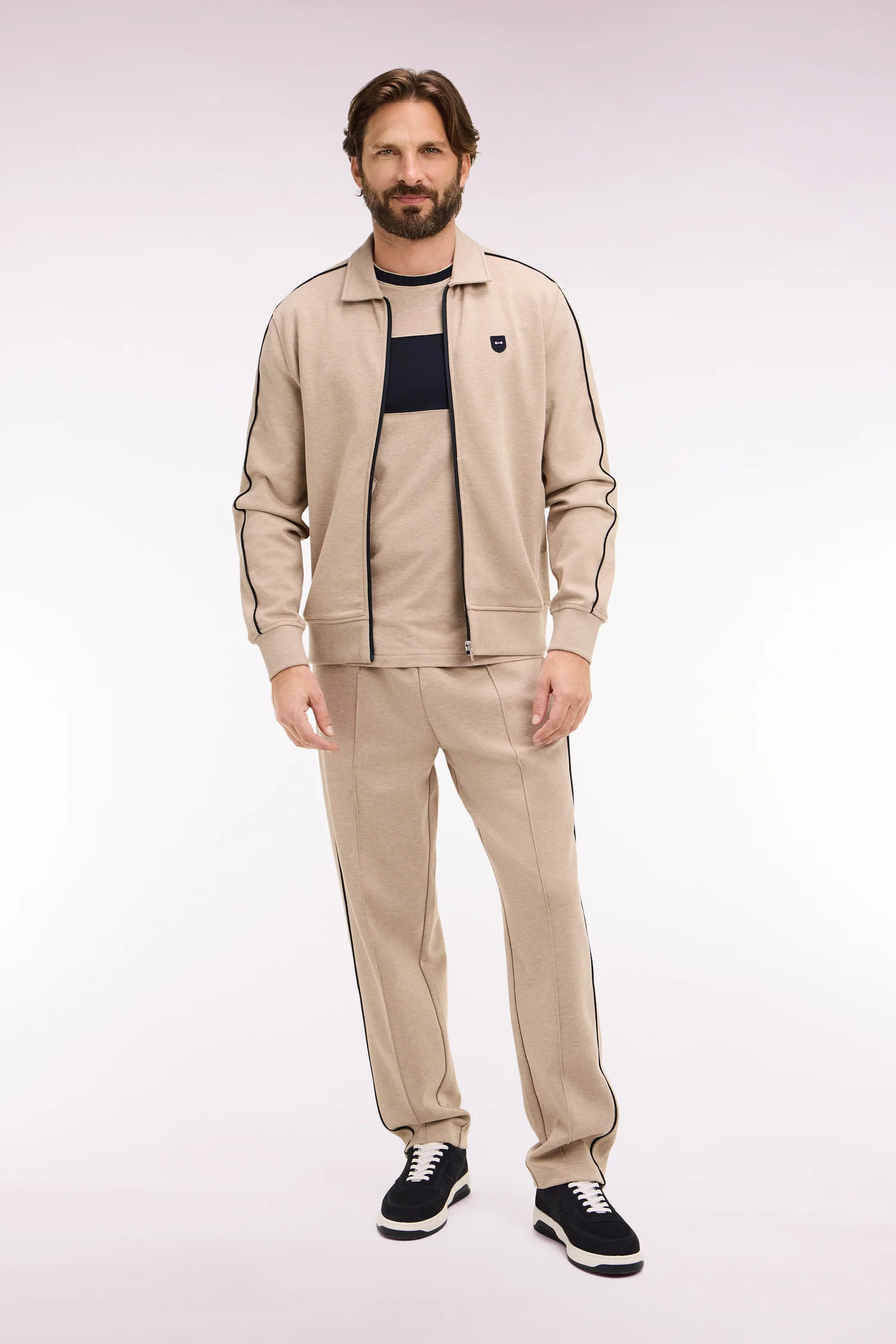 Sweatshirt blouson en molleton beige
