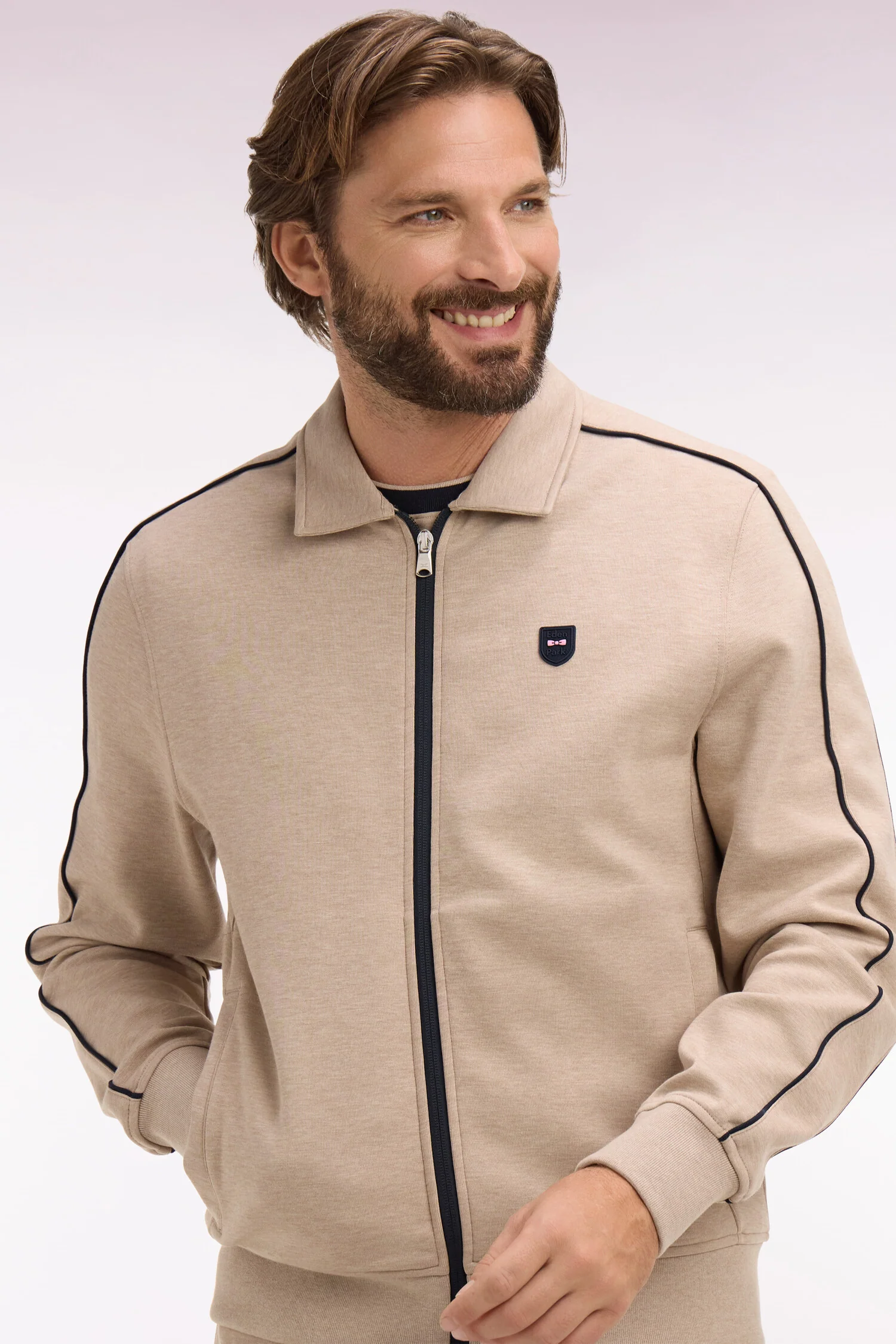 Sweatshirt blouson en molleton beige - Image 4