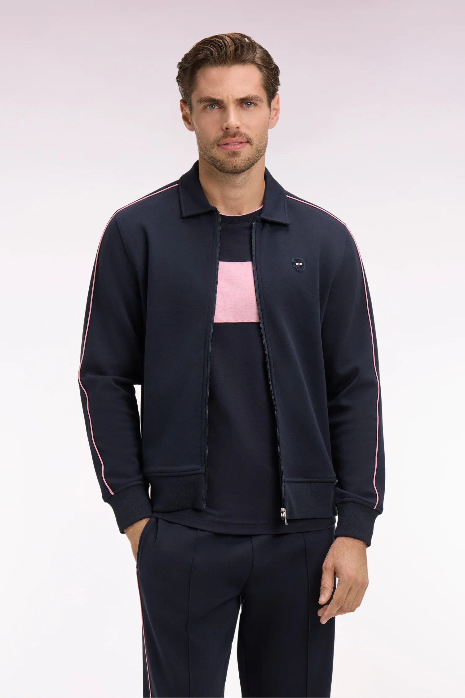 Sweatshirt blouson en molleton marine - Image 3