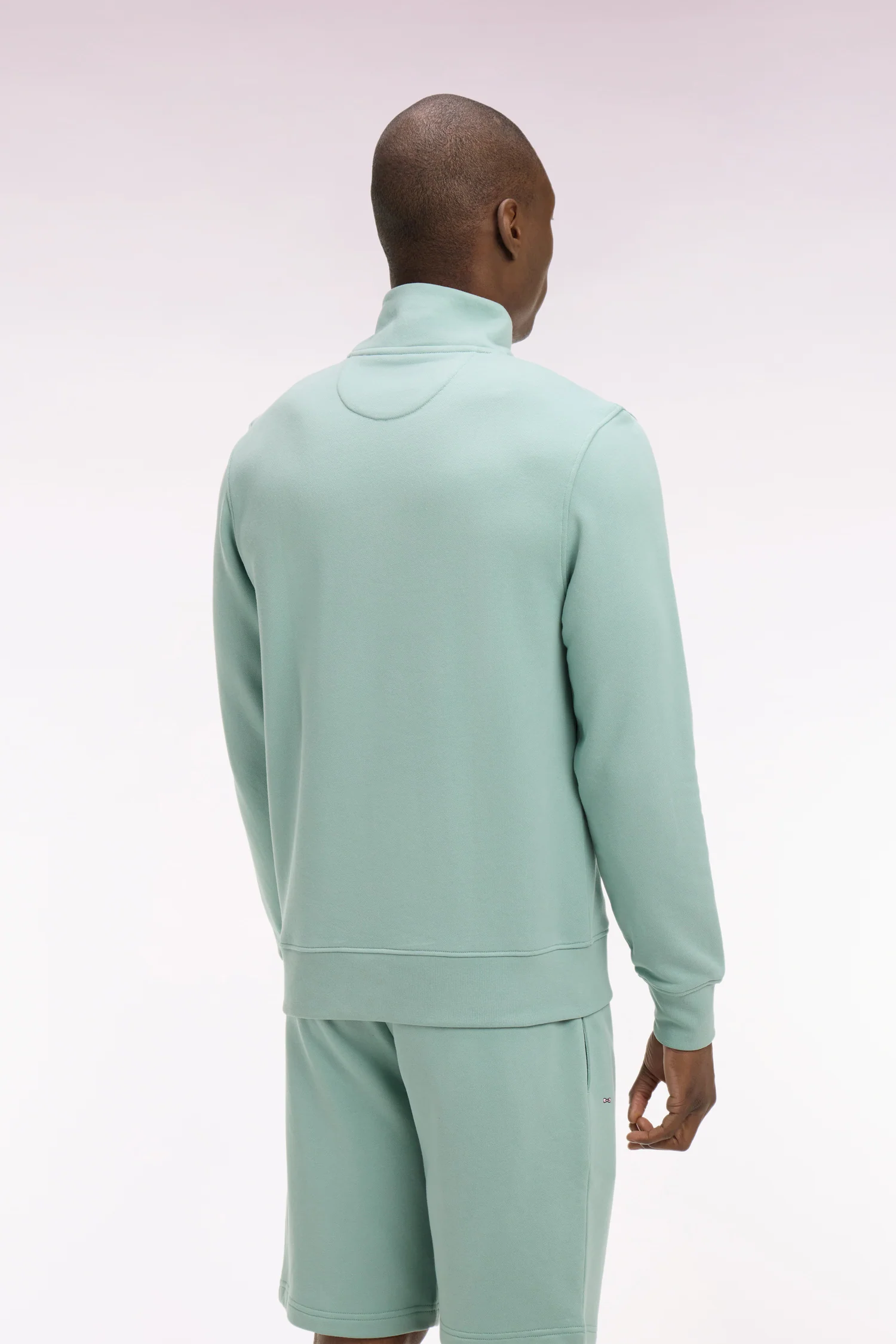 Sweatshirt col camionneur en molleton coton vert d'eau - Image 5