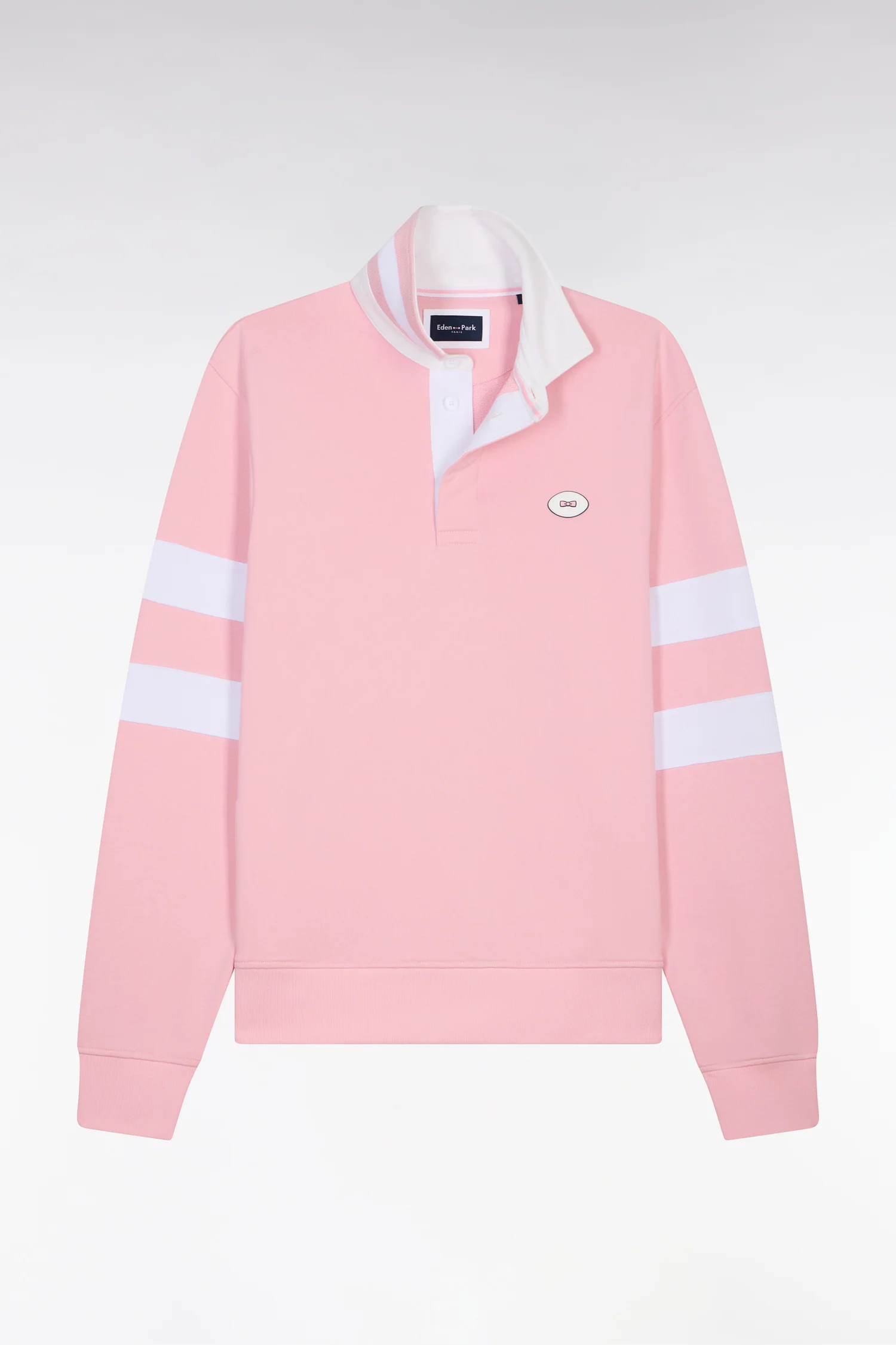 Sweatshirt col maillot en molleton rose coupe regular - Image 2