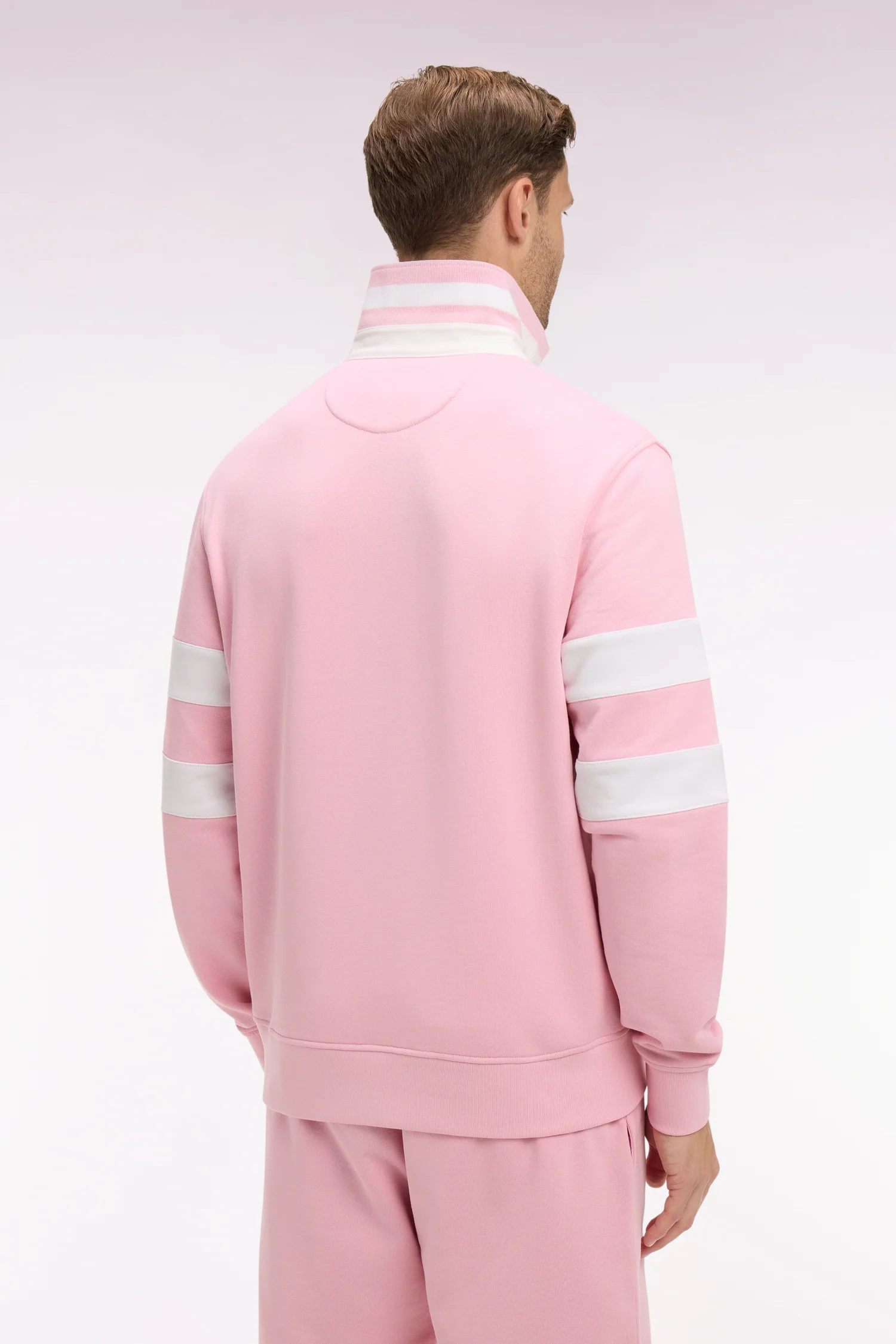 Sweatshirt col maillot en molleton rose coupe regular - Image 5
