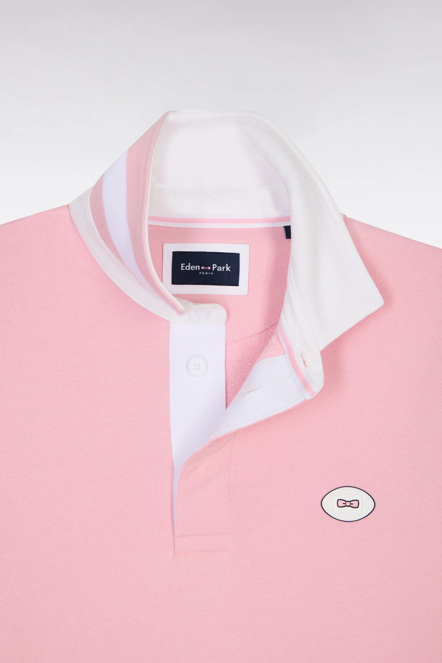 Sweatshirt col maillot en molleton rose coupe regular - Image 6