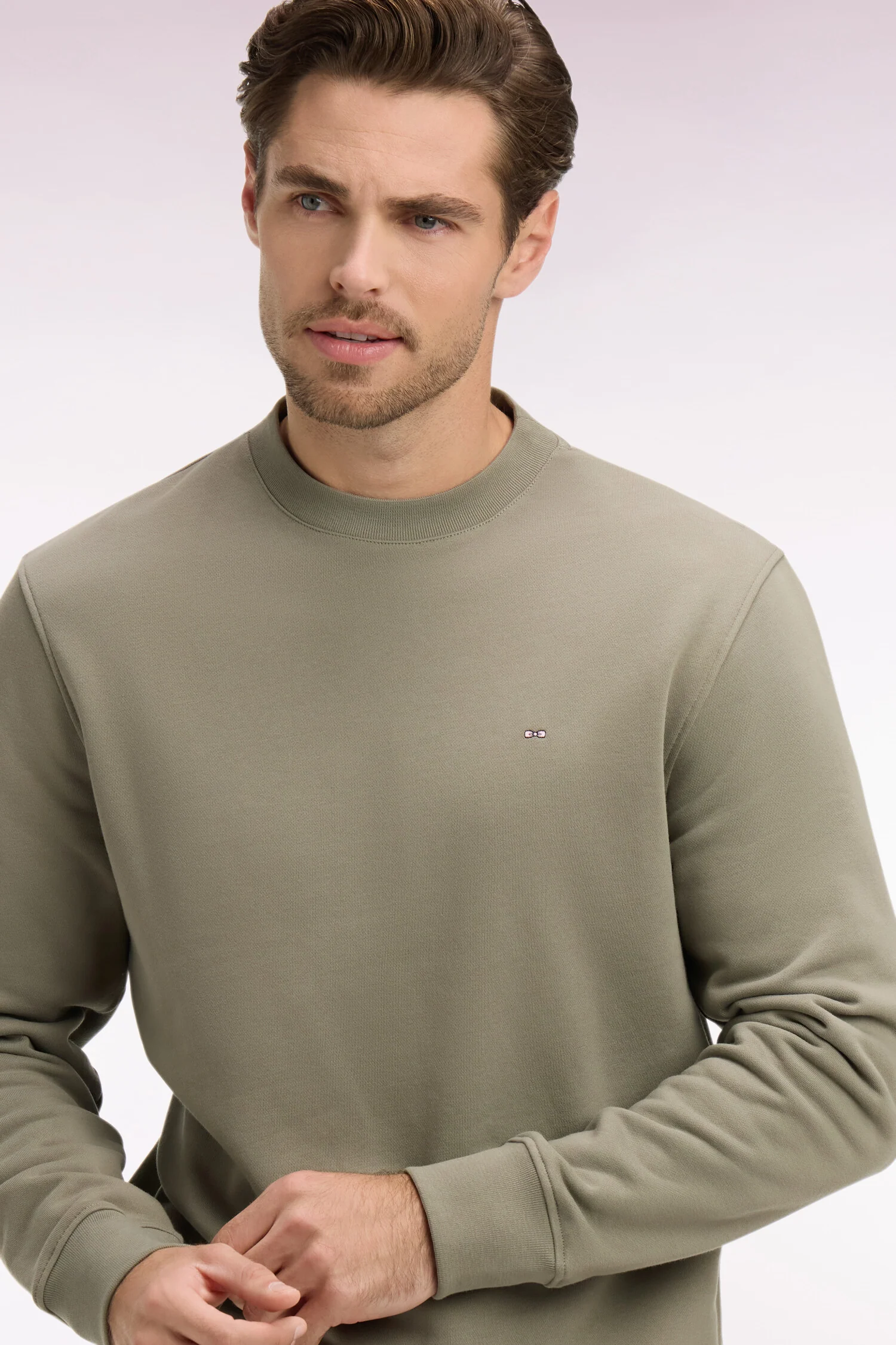 Sweatshirt uni en molleton coton kaki