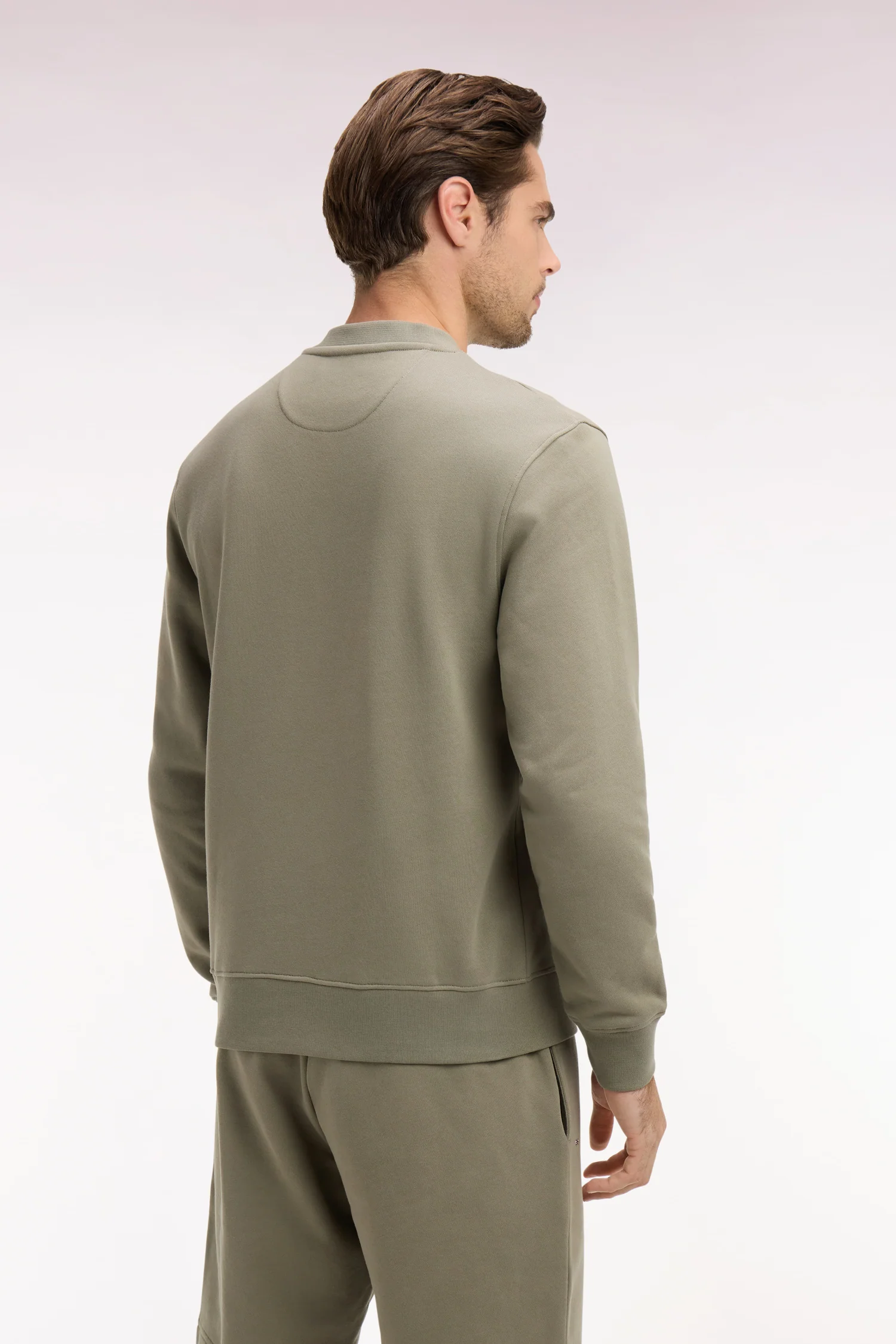 Sweatshirt uni en molleton coton kaki - Image 5