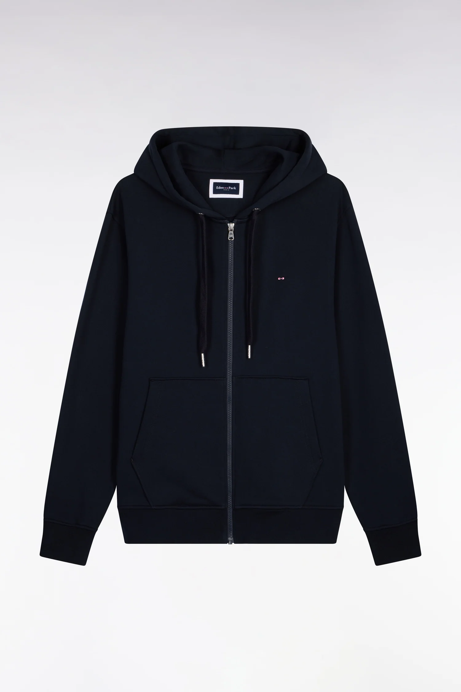 Sweatshirt zippé à capuche en molleton coton marine - Image 2