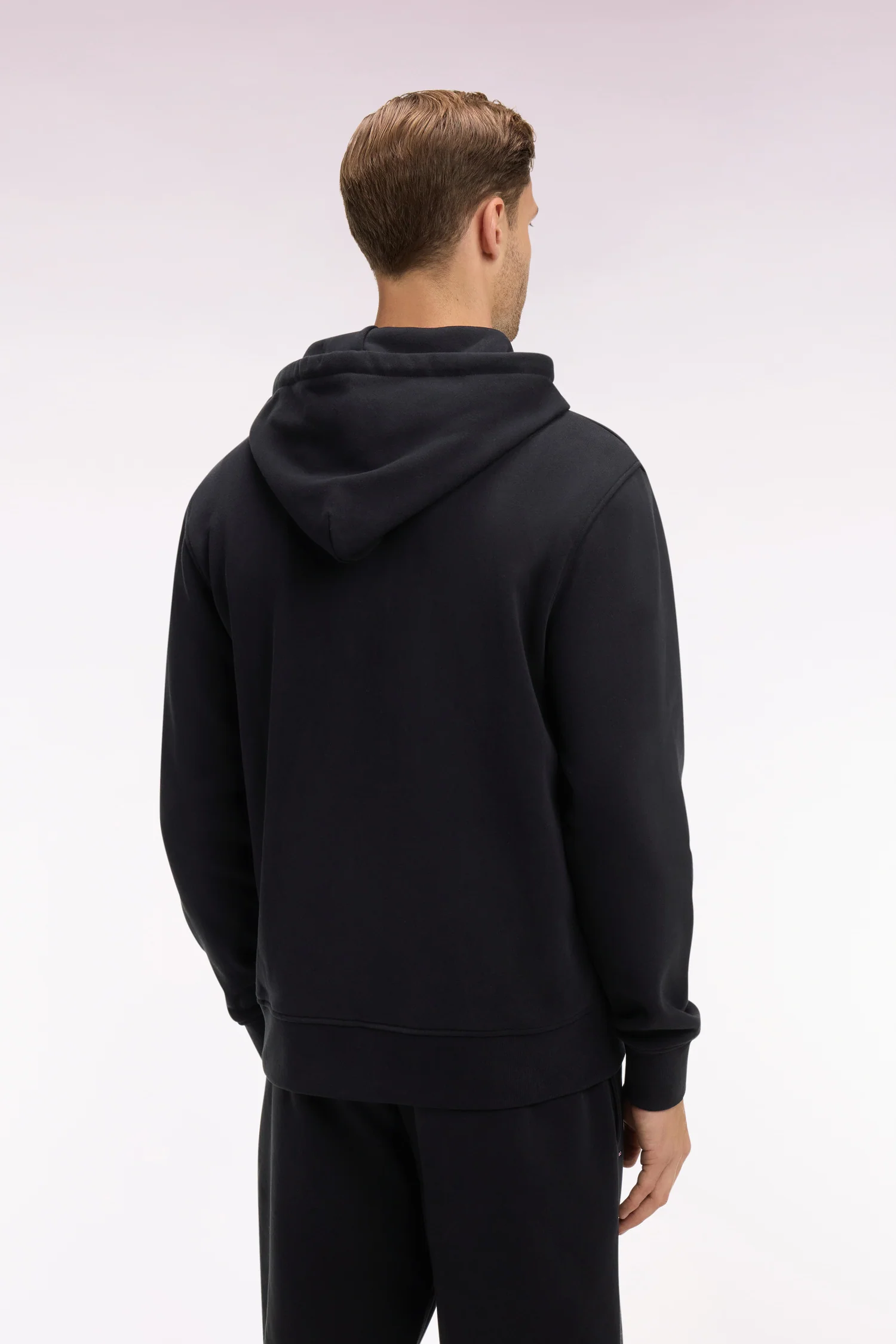 Sweatshirt zippé à capuche en molleton coton noir - Image 5