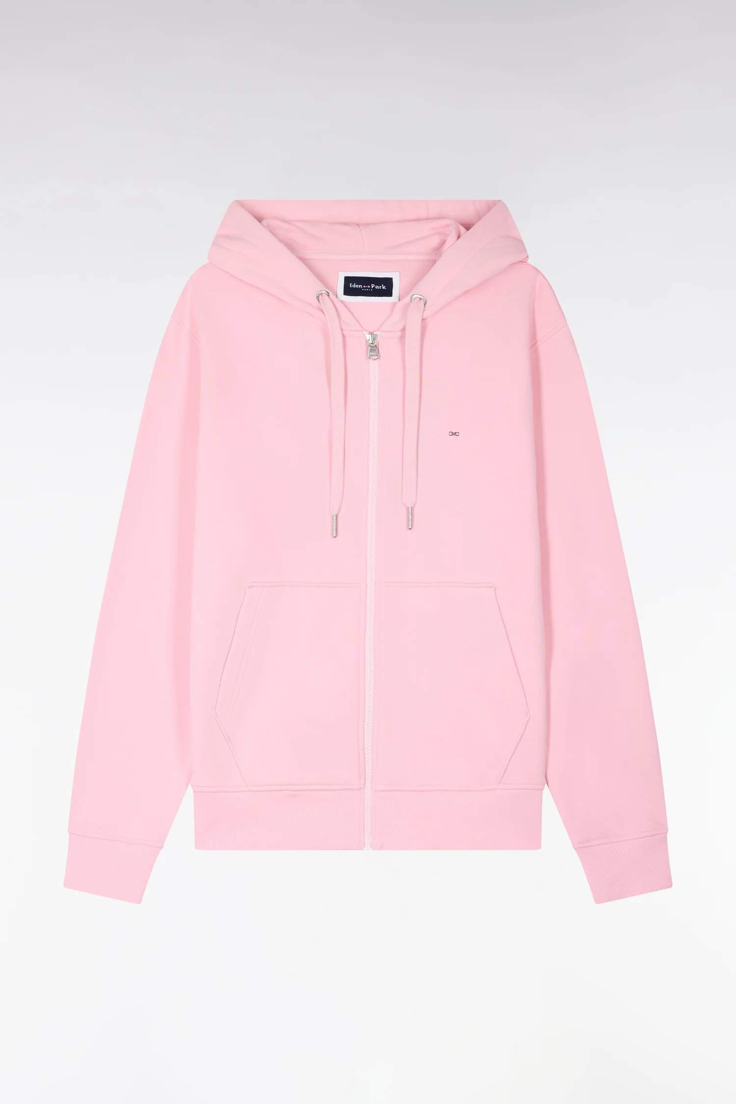 Sweatshirt zippé à capuche en molleton coton rose - Image 2