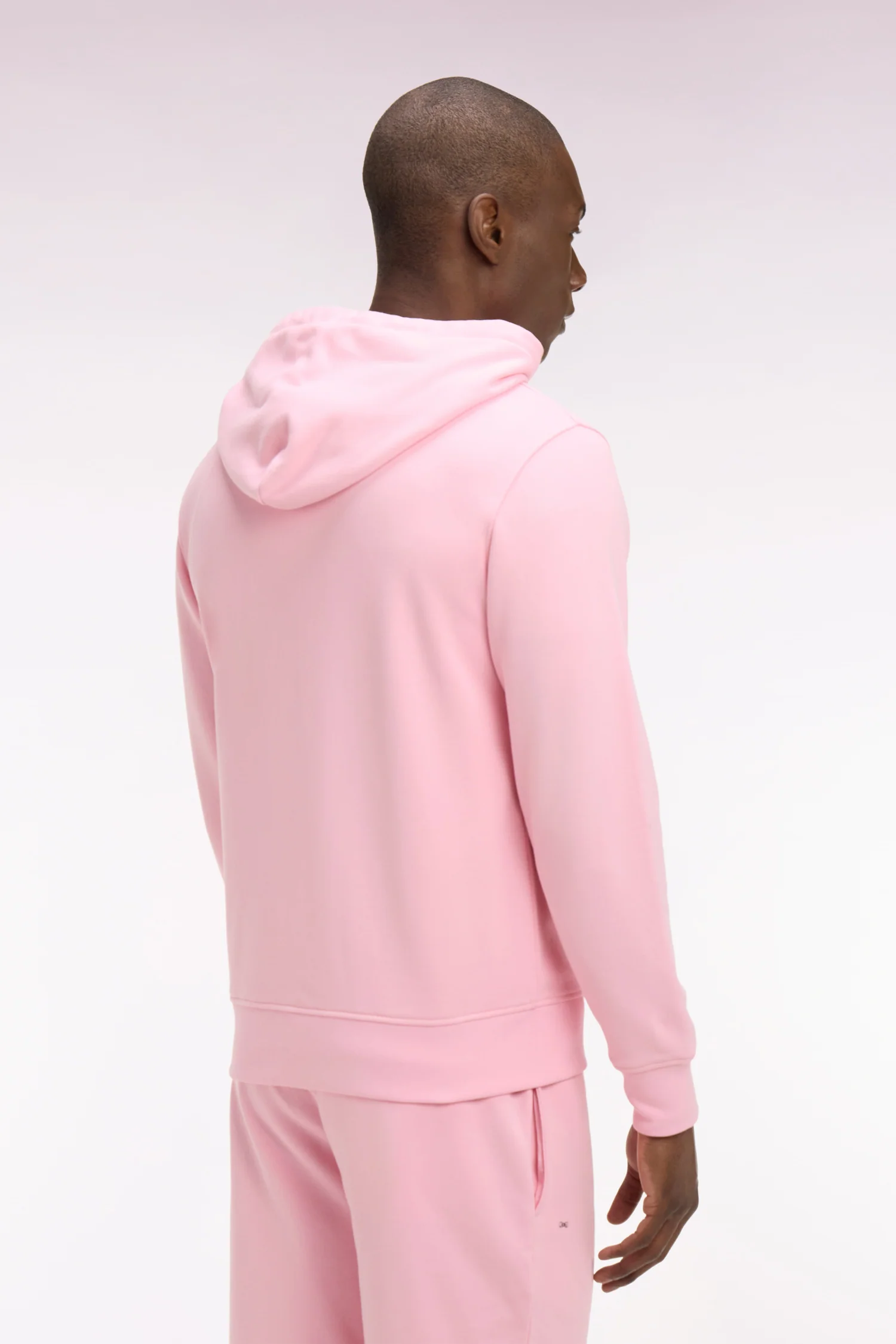 Sweatshirt zippé à capuche en molleton coton rose - Image 5