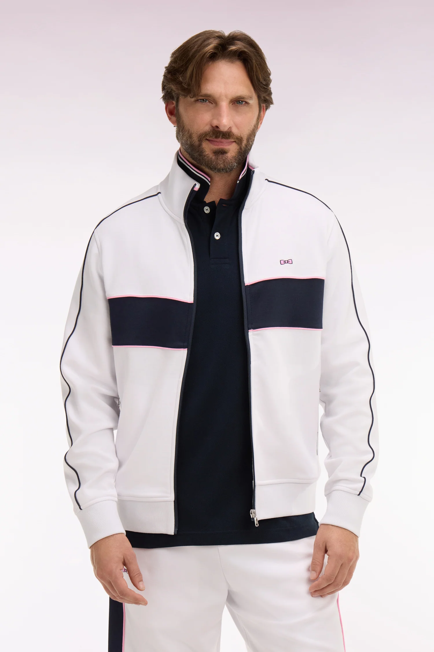 Sweatshirt zippé en molleton blanc - Image 3