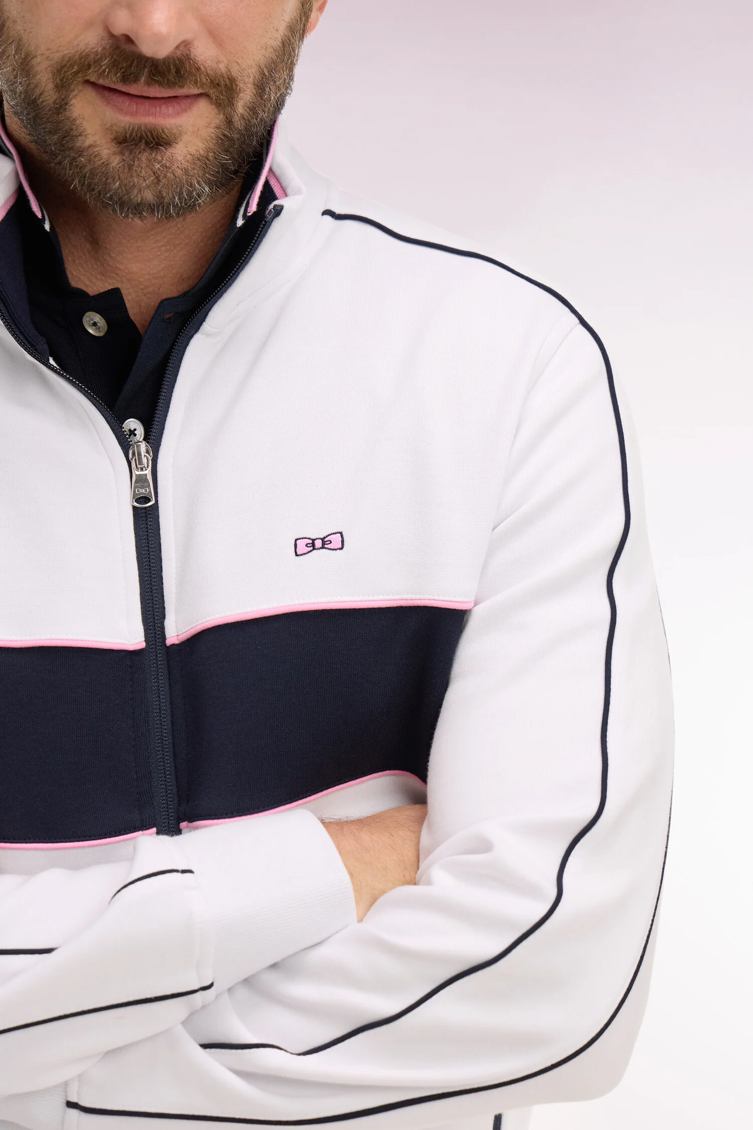 Sweatshirt zippé en molleton blanc - Image 4
