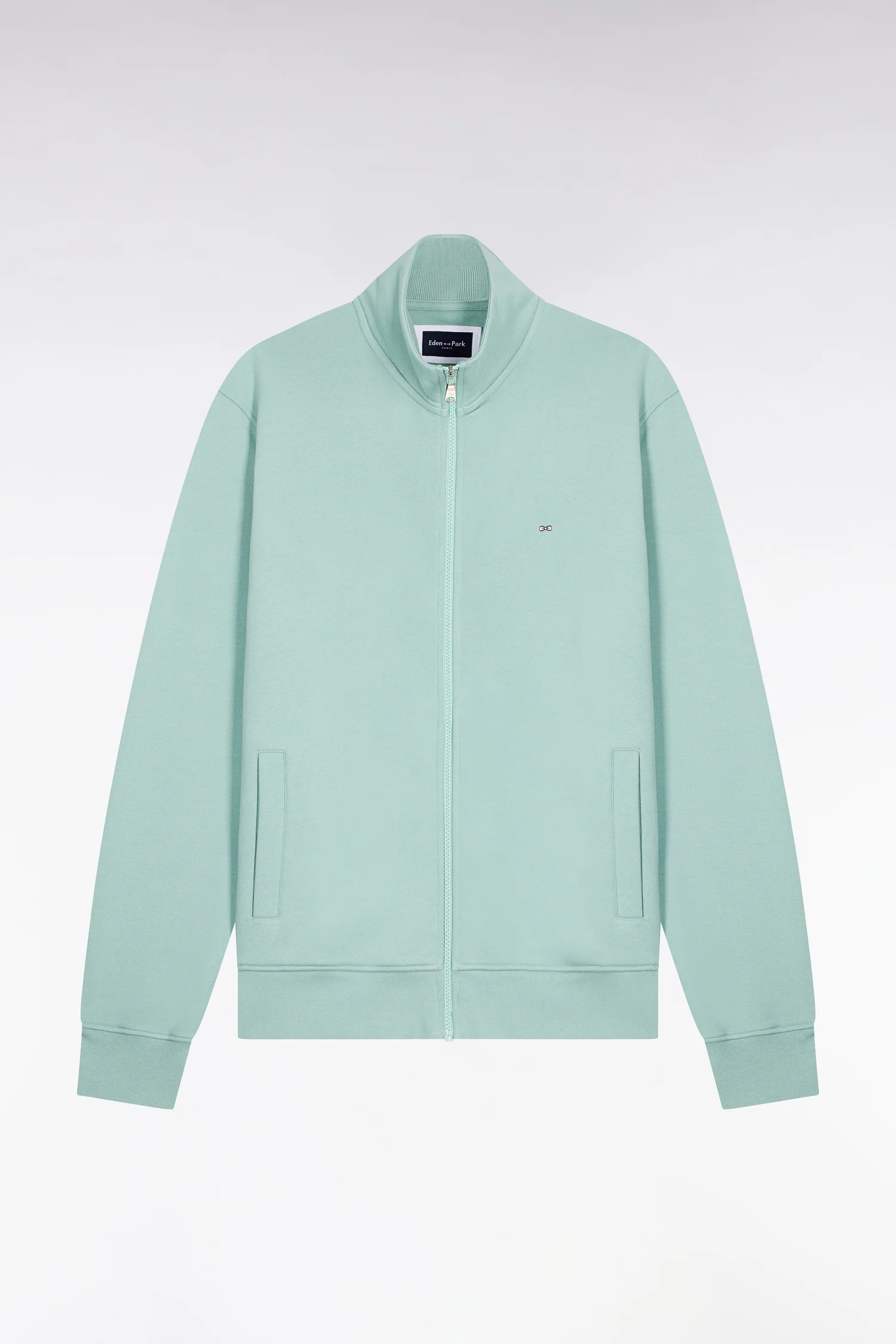Sweatshirt zippé en molleton coton vert d'eau - Image 2