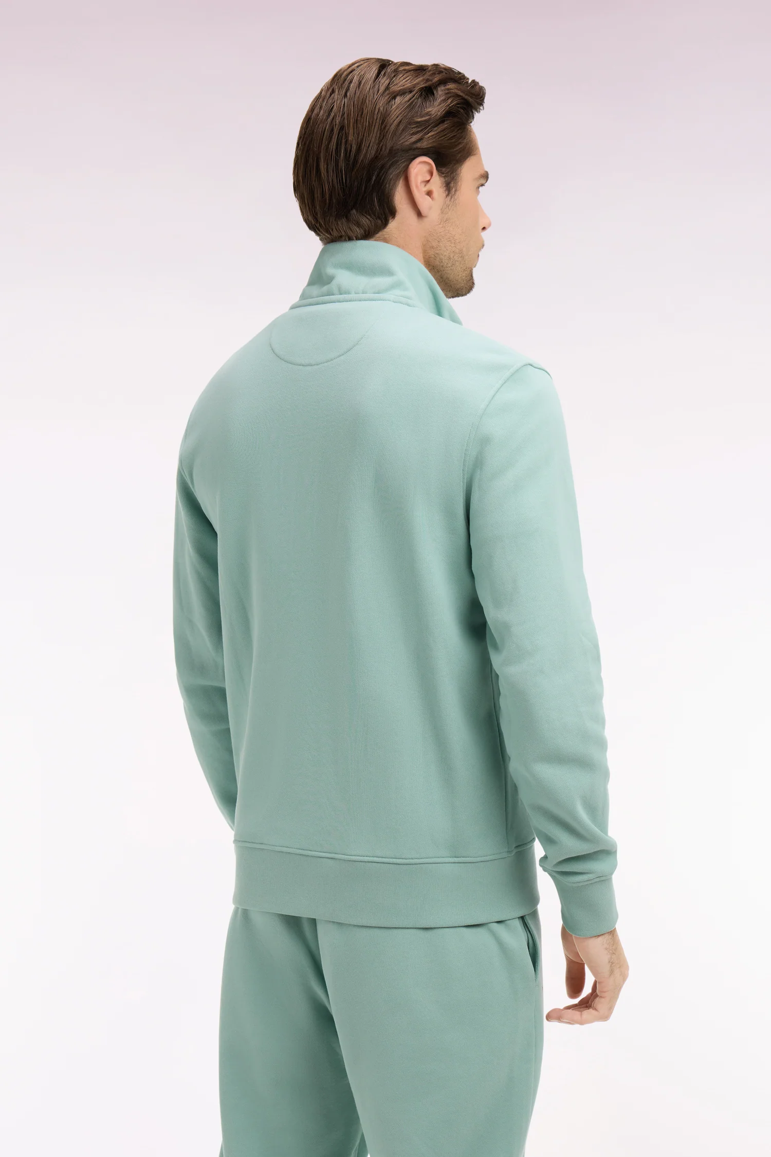 Sweatshirt zippé en molleton coton vert d'eau - Image 5
