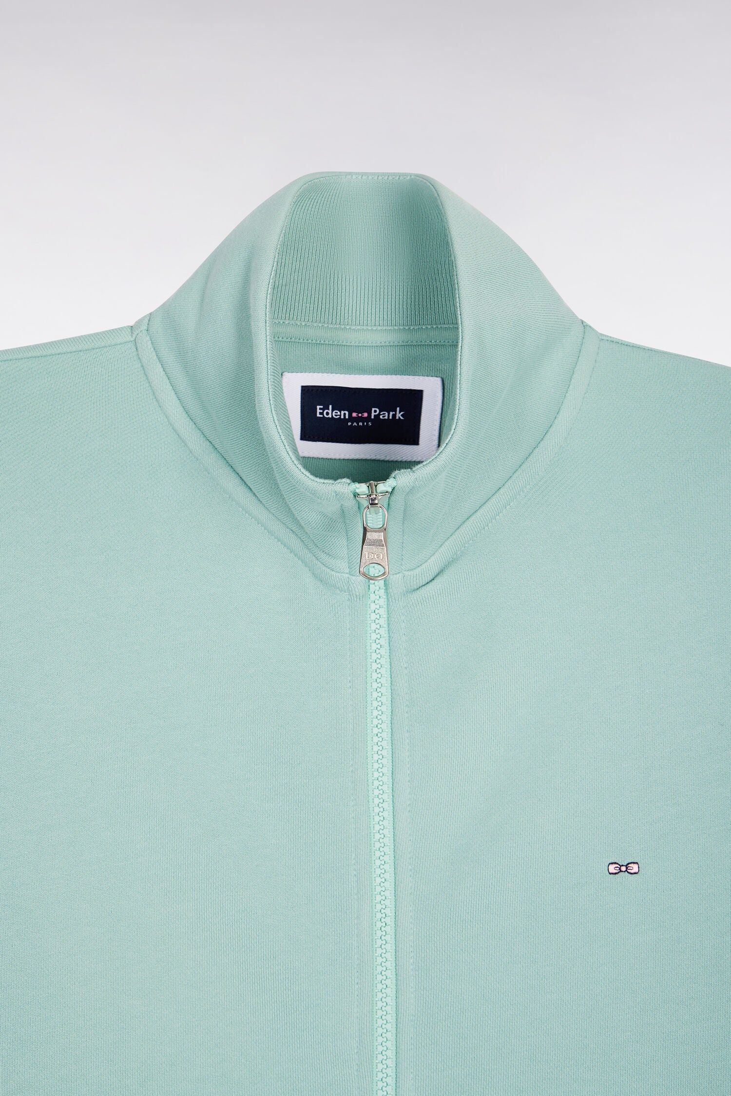 Sweatshirt zippé en molleton coton vert d'eau - Image 6