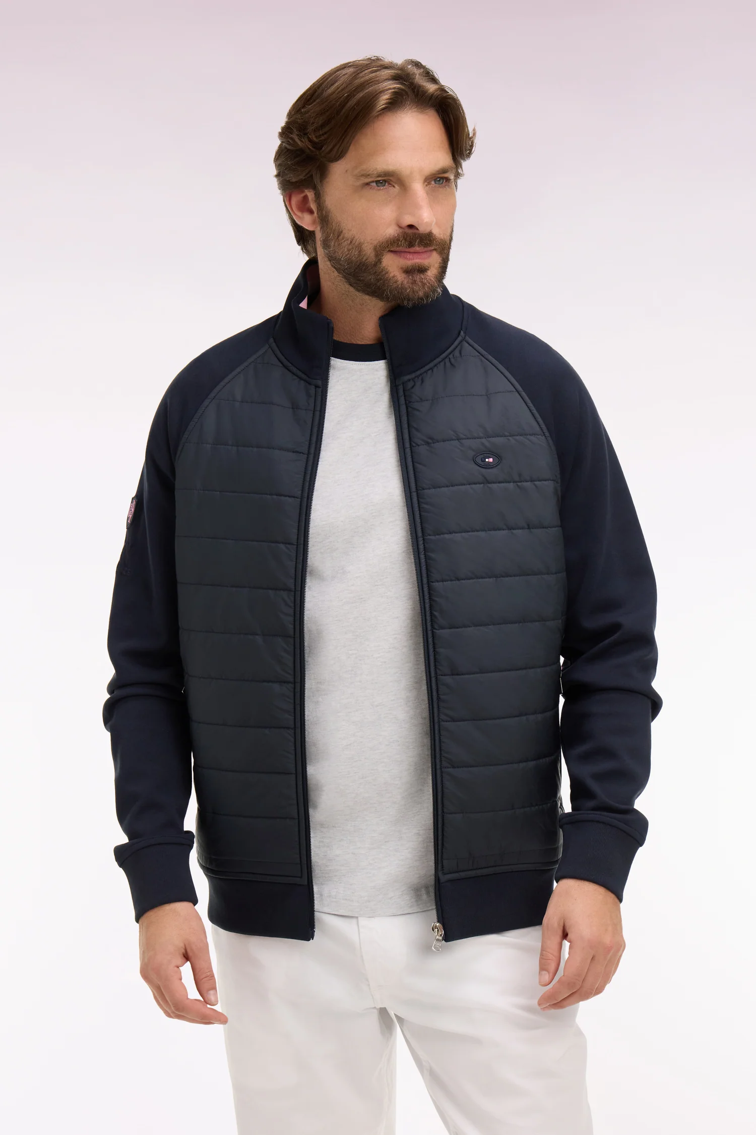 Sweatshirt zippé XV de France en molleton marine à parmenture matelassée coupe regular - Image 3