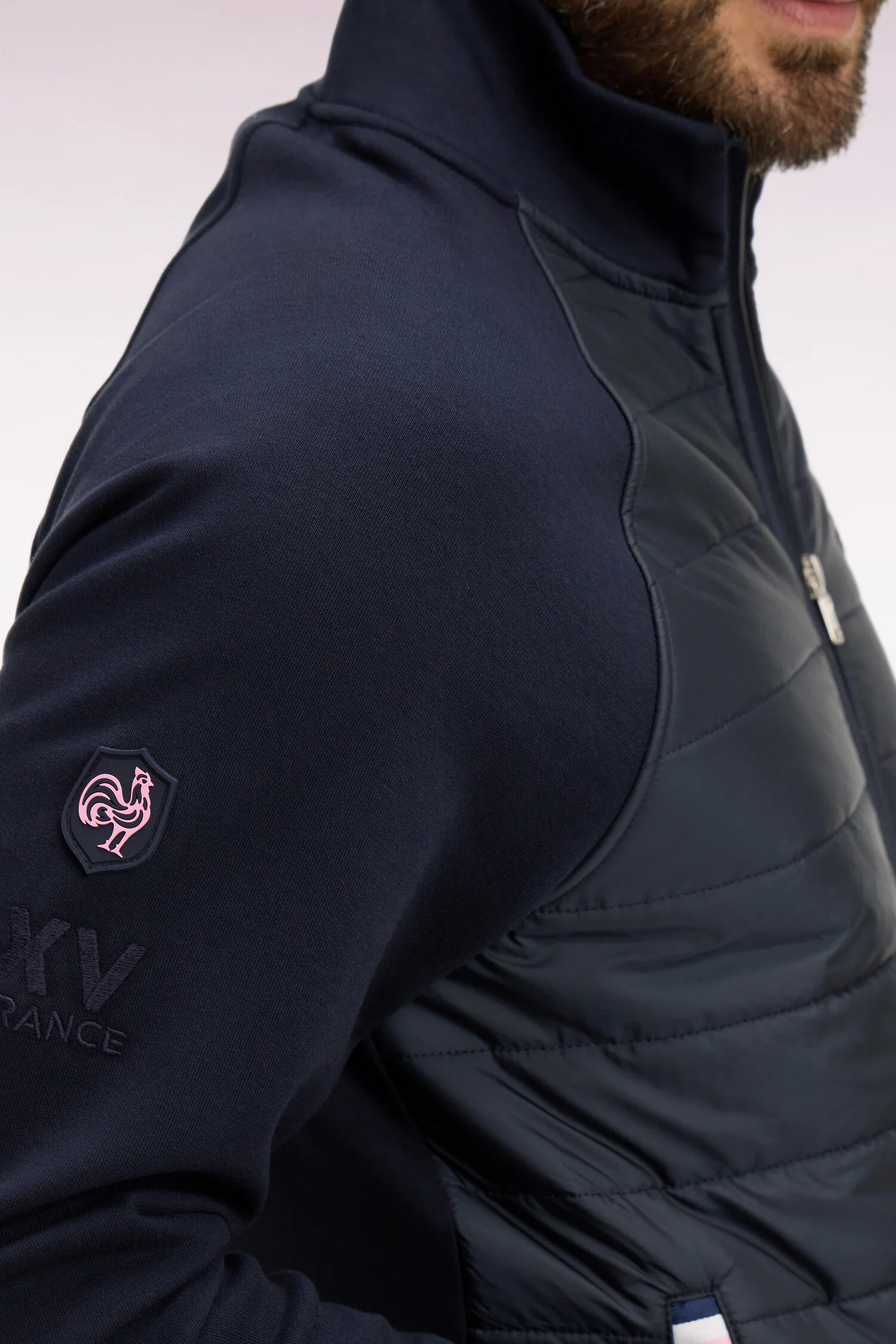 Sweatshirt zippé XV de France en molleton marine à parmenture matelassée coupe regular - Image 4