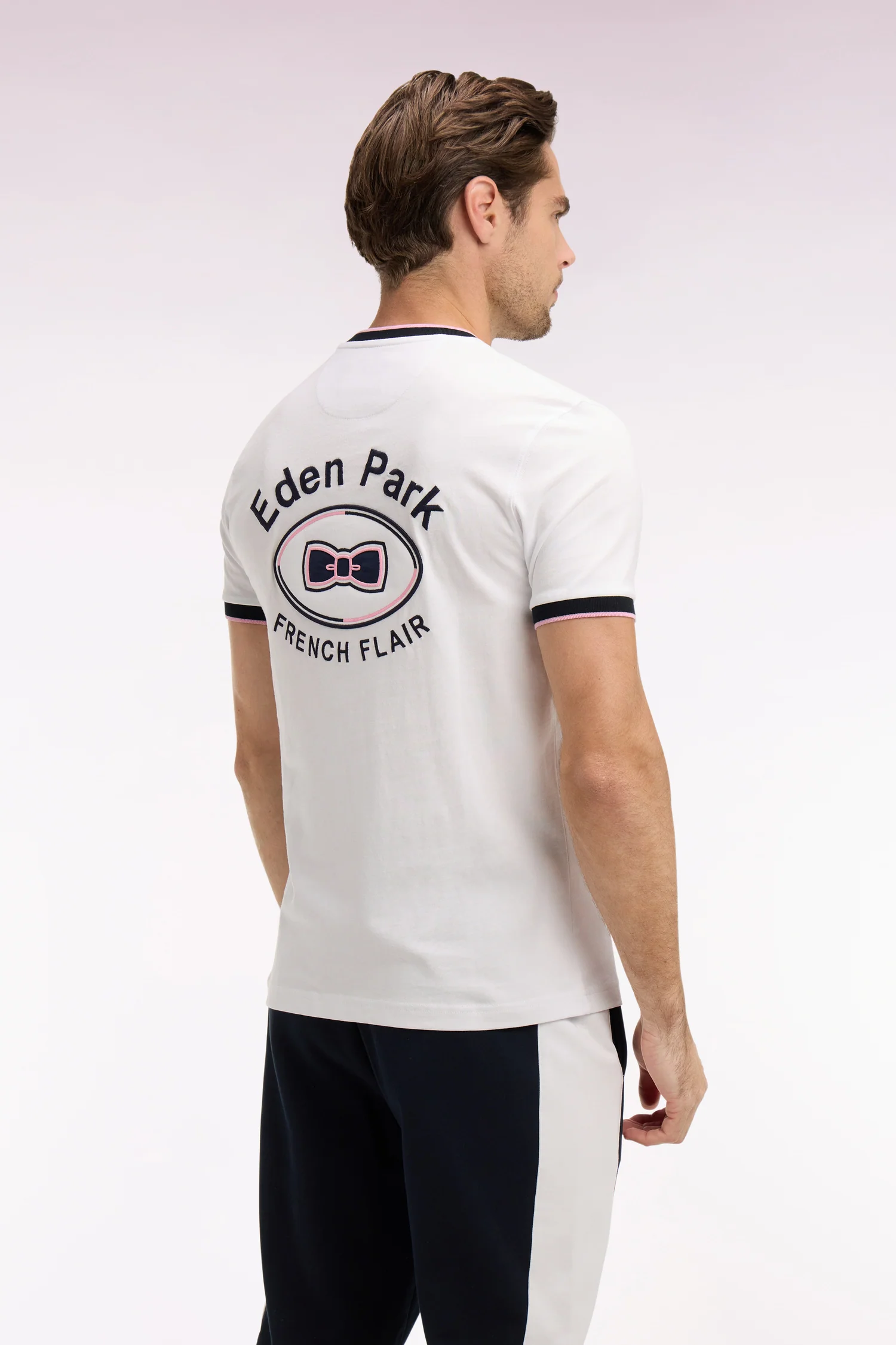 T-shirt à manches courtes en coton blanc brodé coupe regular - Image 5