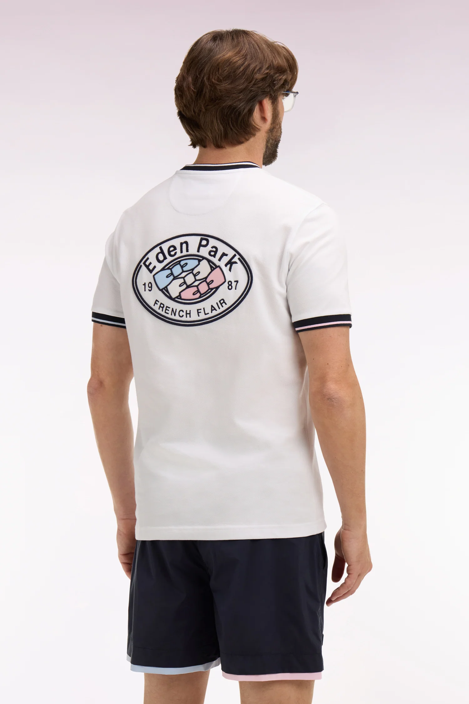 T-shirt à manches courtes en coton blanc brodé coupe regular - Image 5