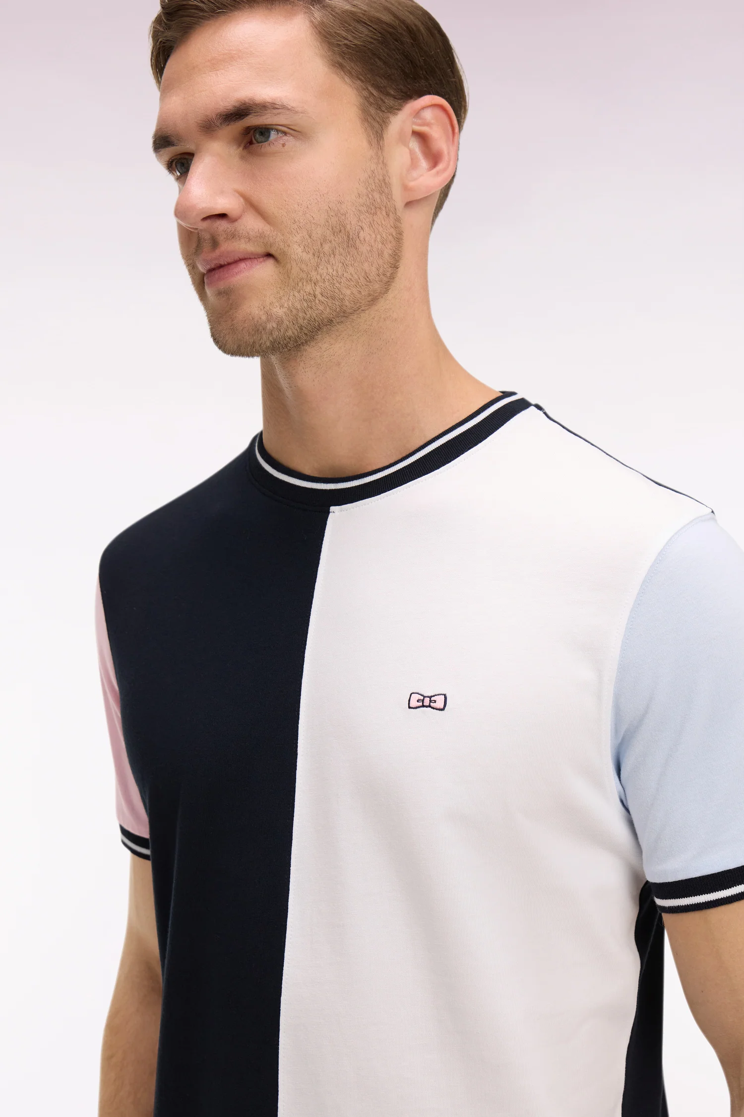 T-shirt à manches courtes en coton colorblock coupe regular - Image 4