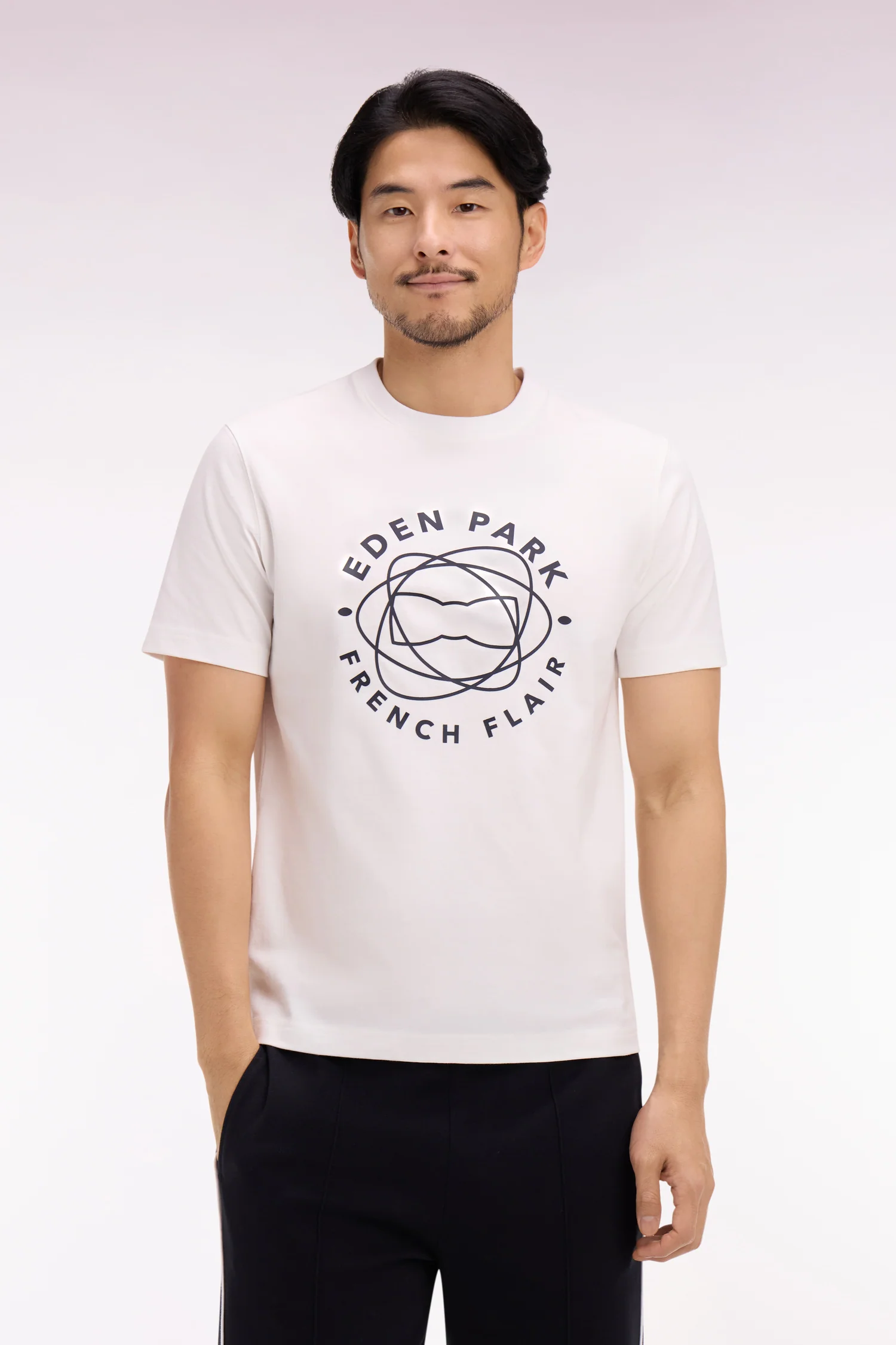 T-shirt à manches courtes en coton écru sérigraphié coupe regular - Image 3