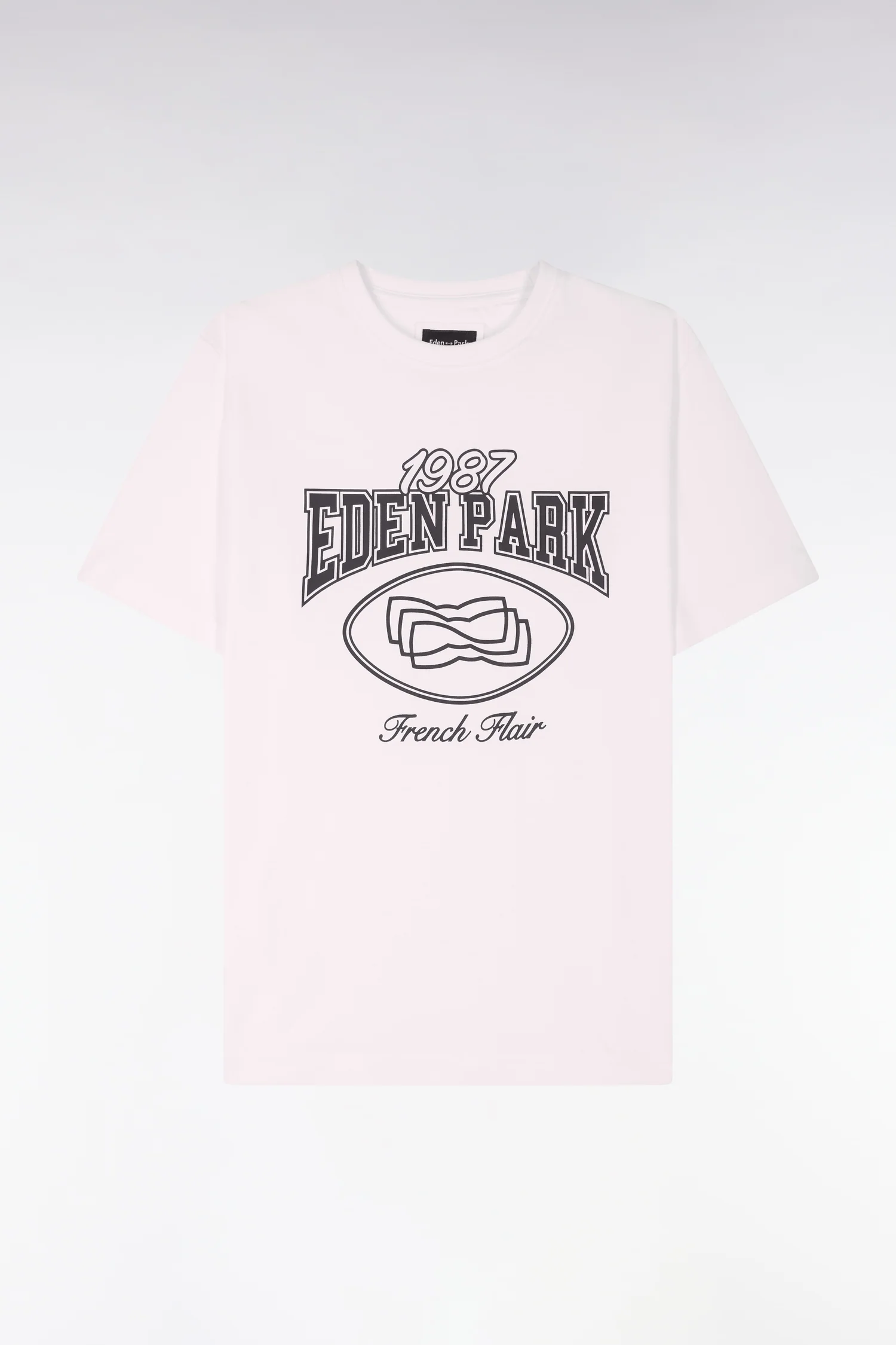 T-shirt à manches courtes en coton écru sérigraphie marine coupe regular - Image 2