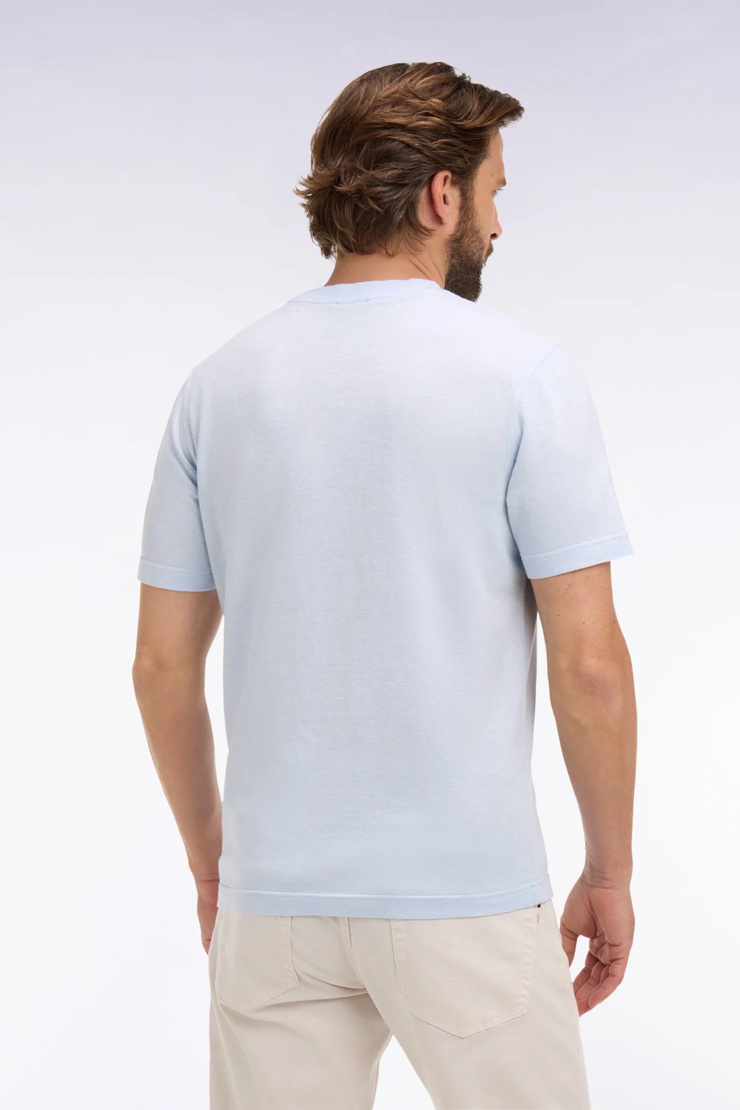 T-shirt à manches courtes en coton et lin ciel coupe regular - Image 5
