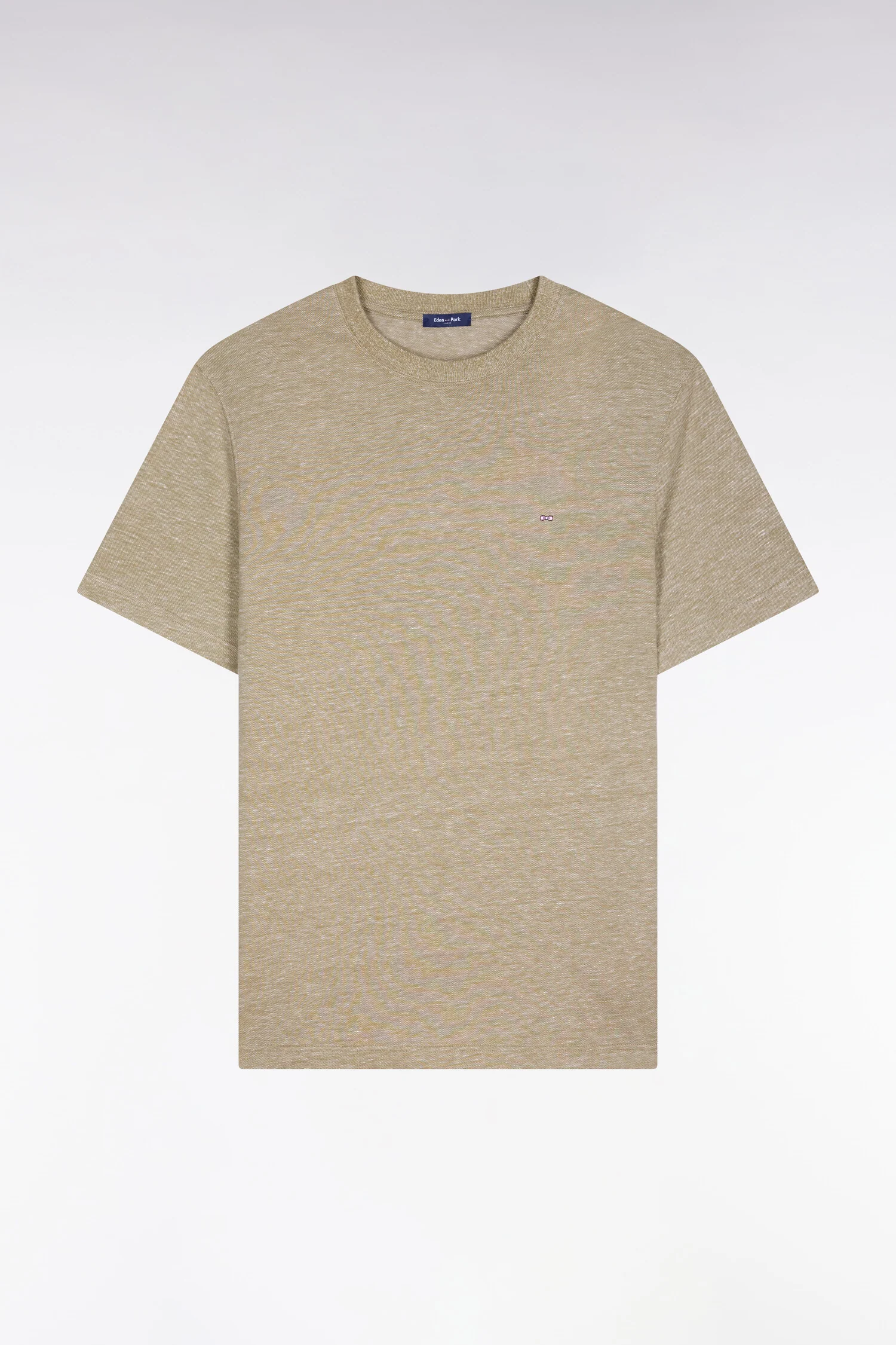 T-shirt à manches courtes en coton et lin grège coupe regular - Image 2