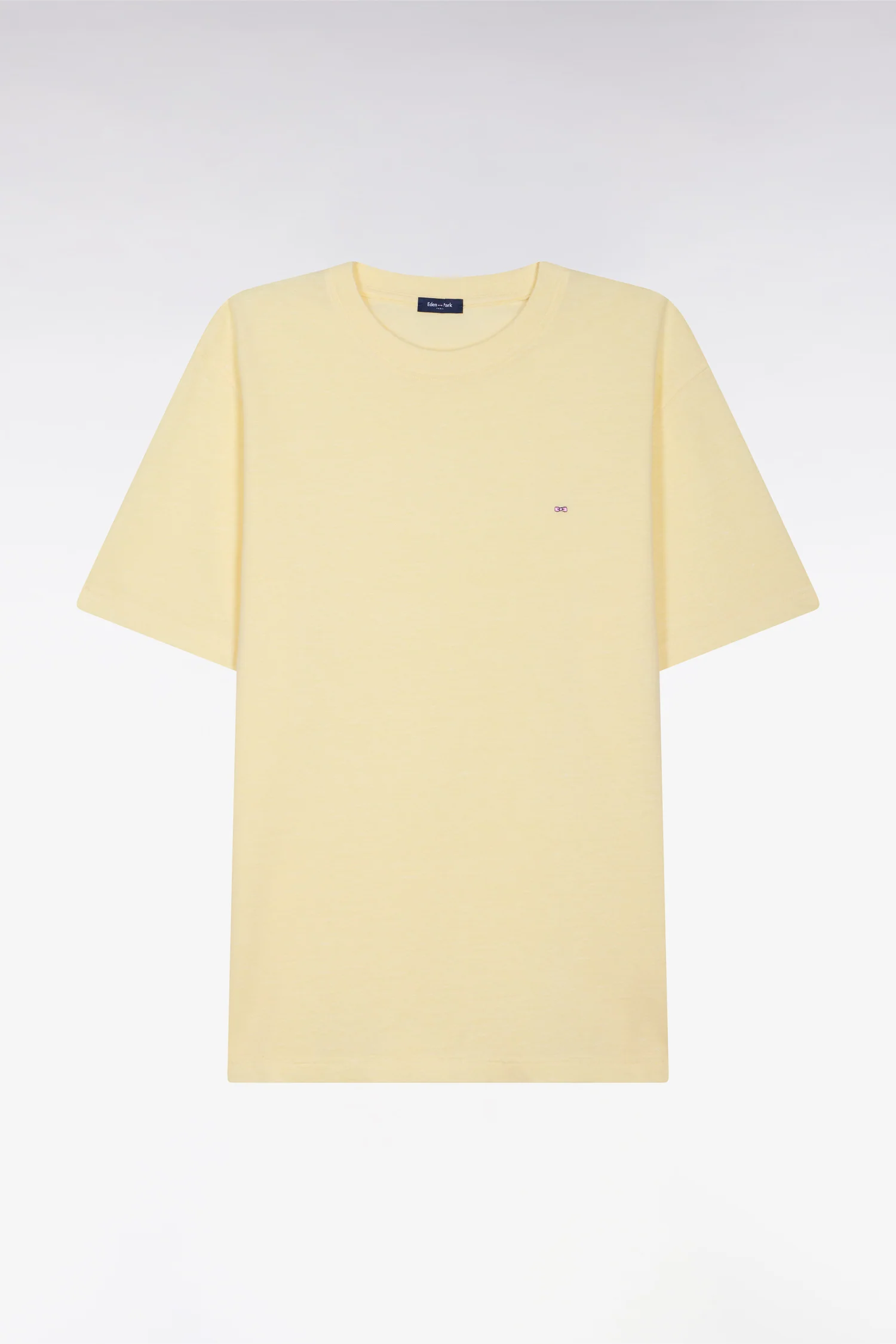 T-shirt à manches courtes en coton et lin jaune coupe regular - Image 2