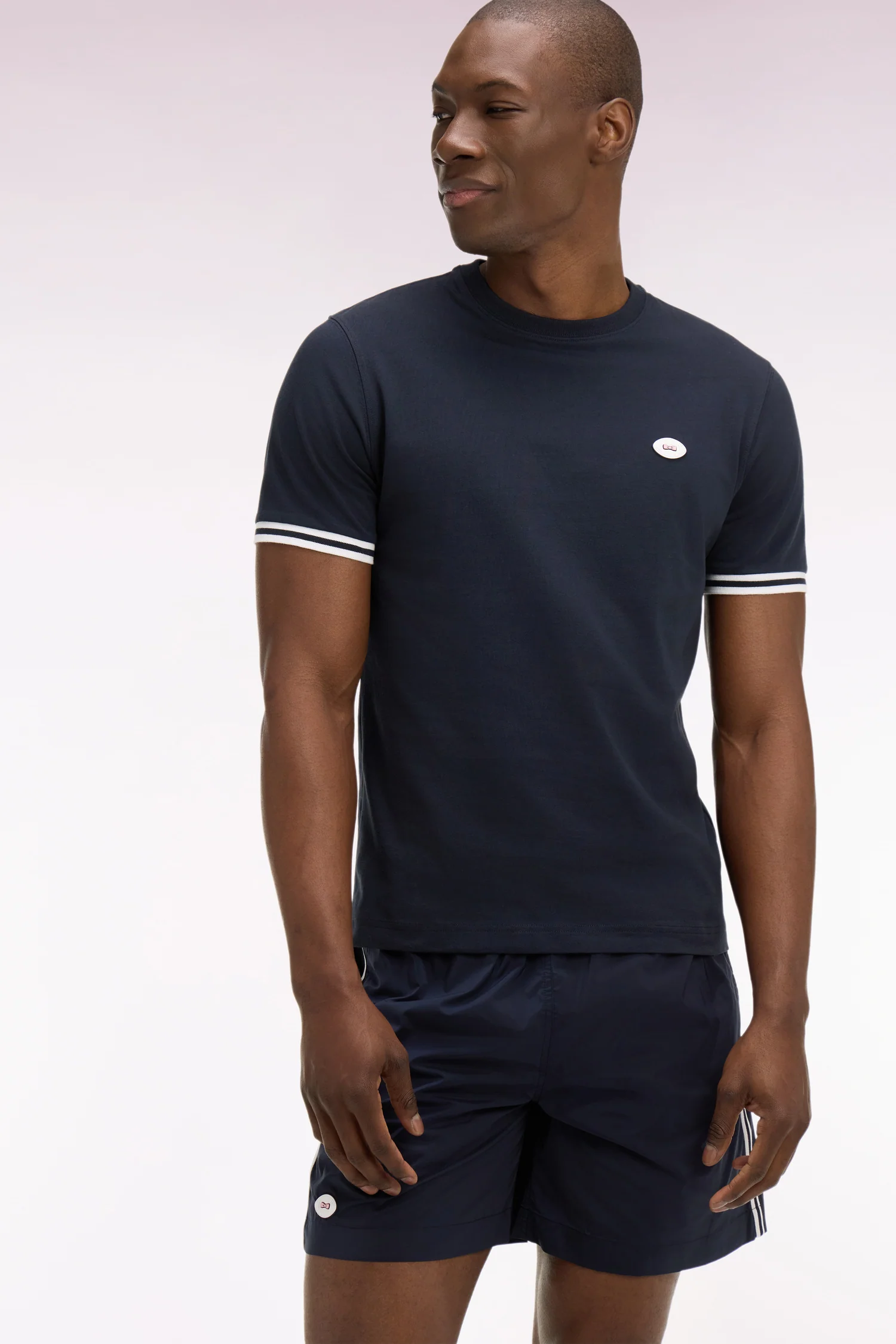 T-shirt à manches courtes en coton marine coupe regular